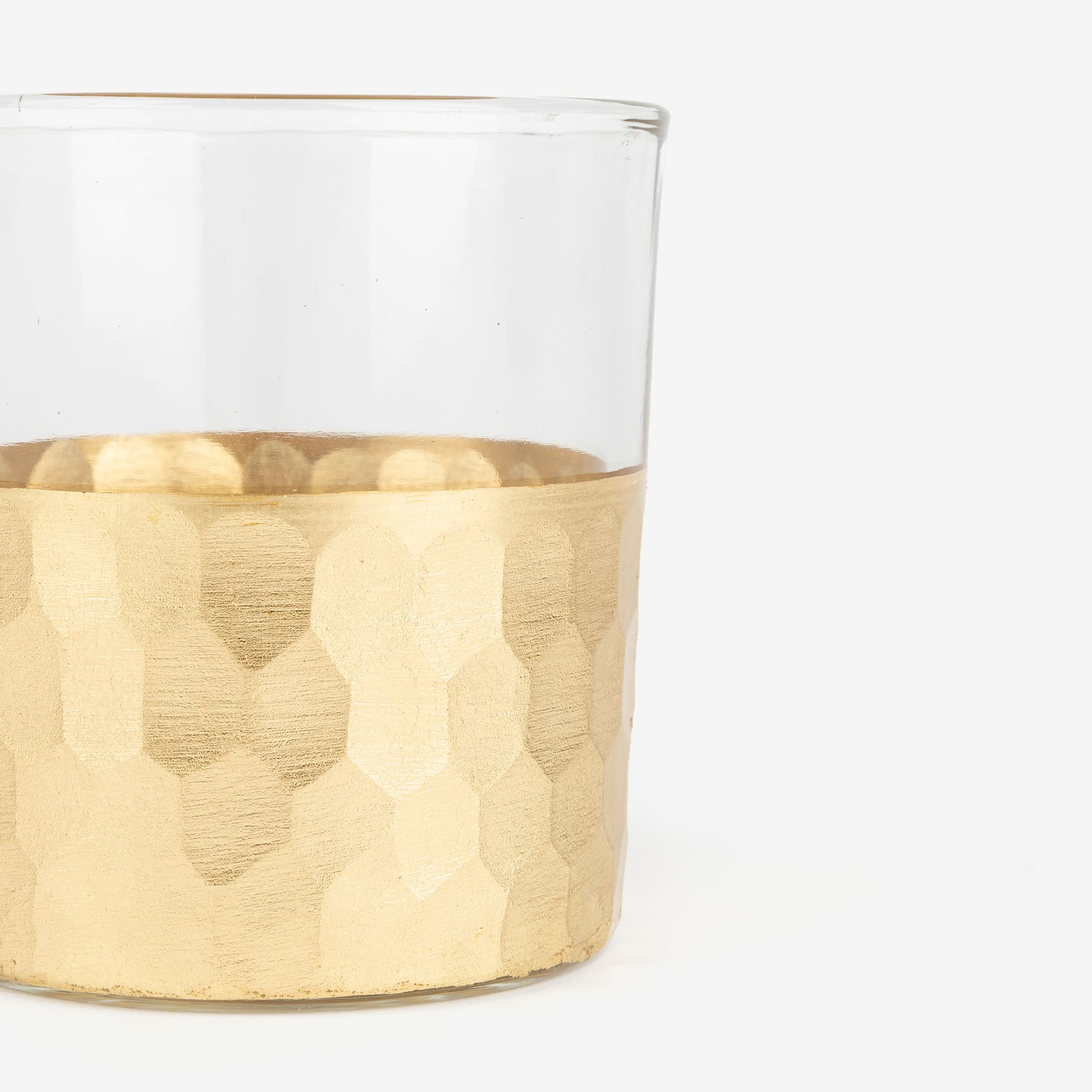 Portavelas cristal metal dorado &Oslash;10cm