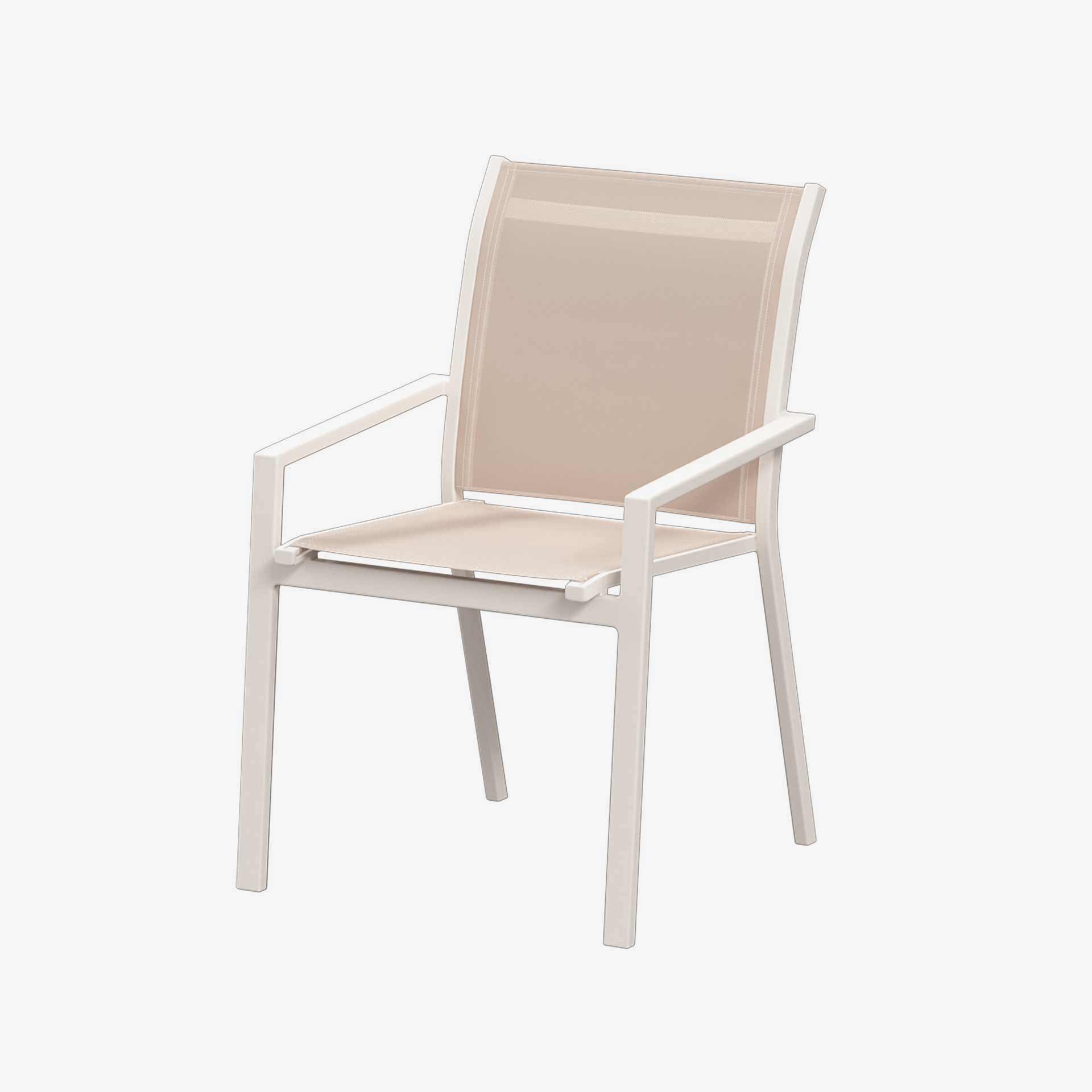 Silla de jard&iacute;n apilable de aluminio crema Essor 56x63x88cm