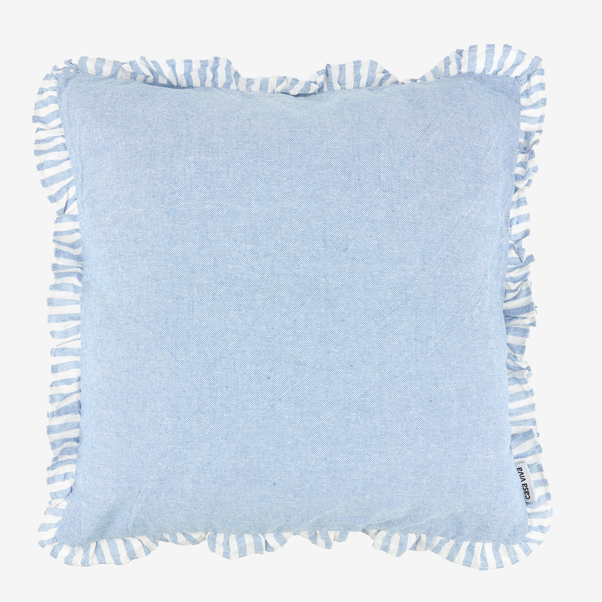 Funda de cojín de algodón volante azul Timoti 45x45cm