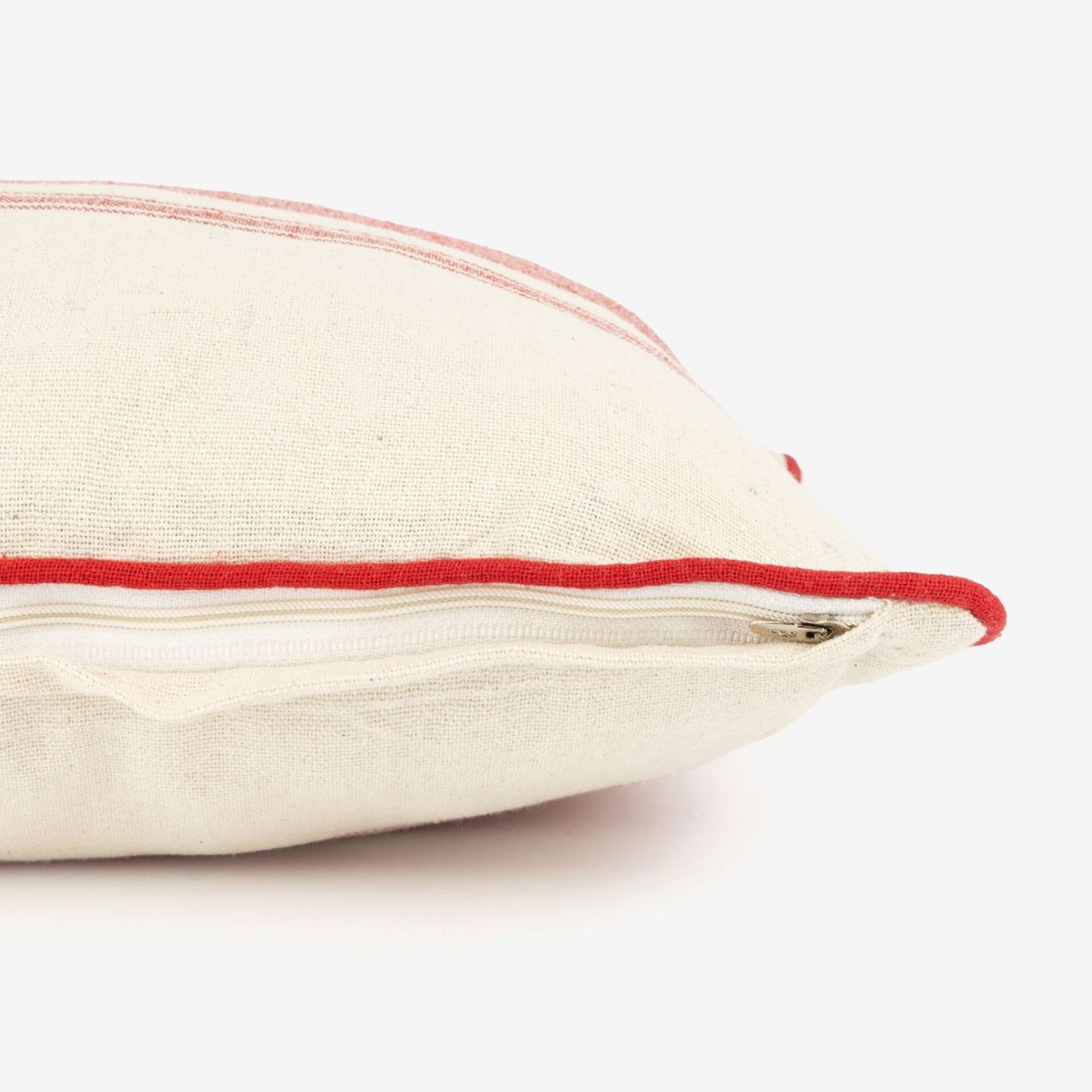 Funda de cojín de algodón con rayas rojas Niza 30x45cm