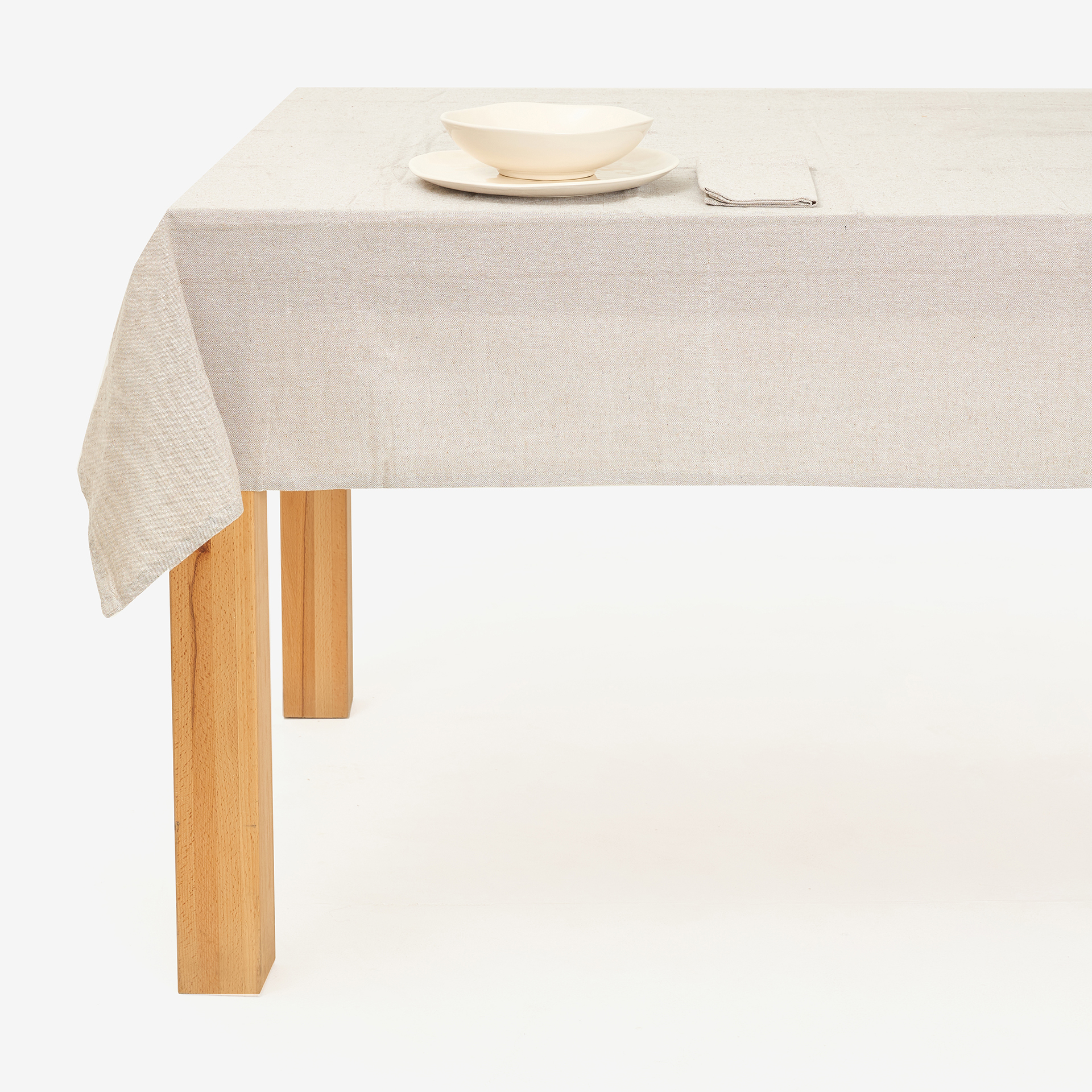 Mantel de algod&oacute;n beige liso 150x200cm