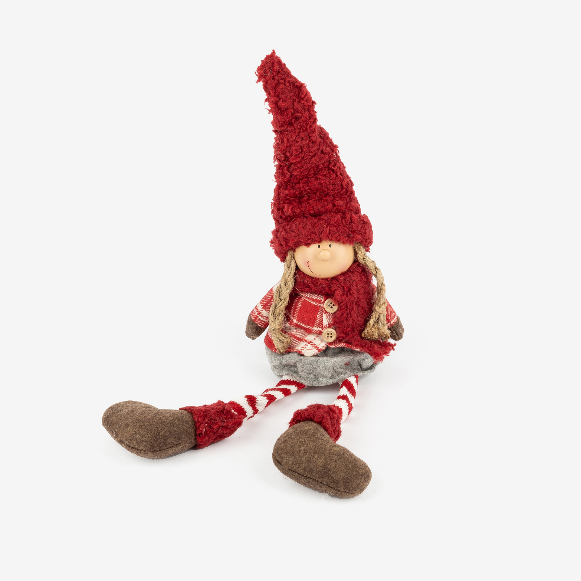Figura decorativa Muñeca sentada con gorro 49cm