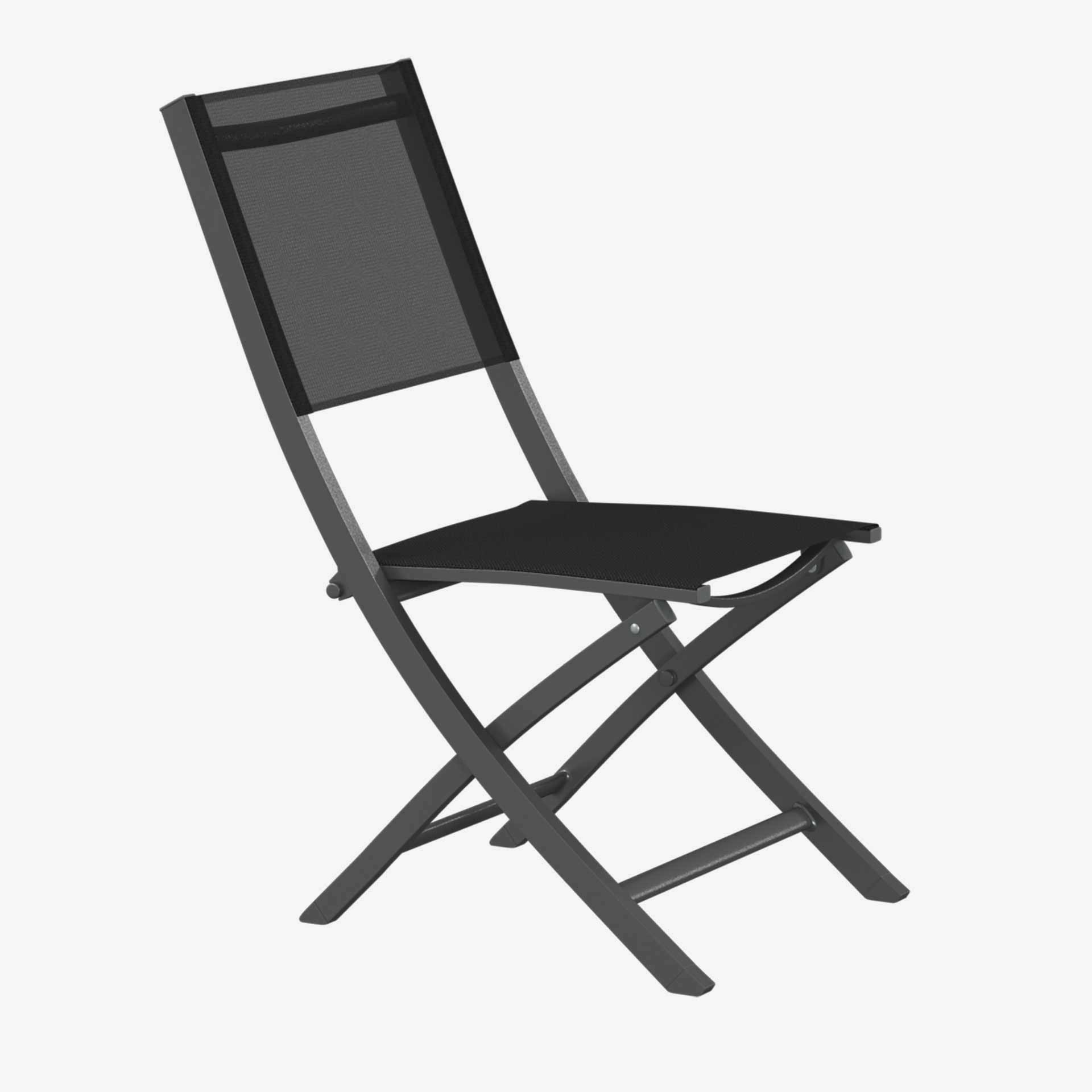 Set de 4 sillas de jard&iacute;n plegables de aluminio grafito Essor 45x57x90cm