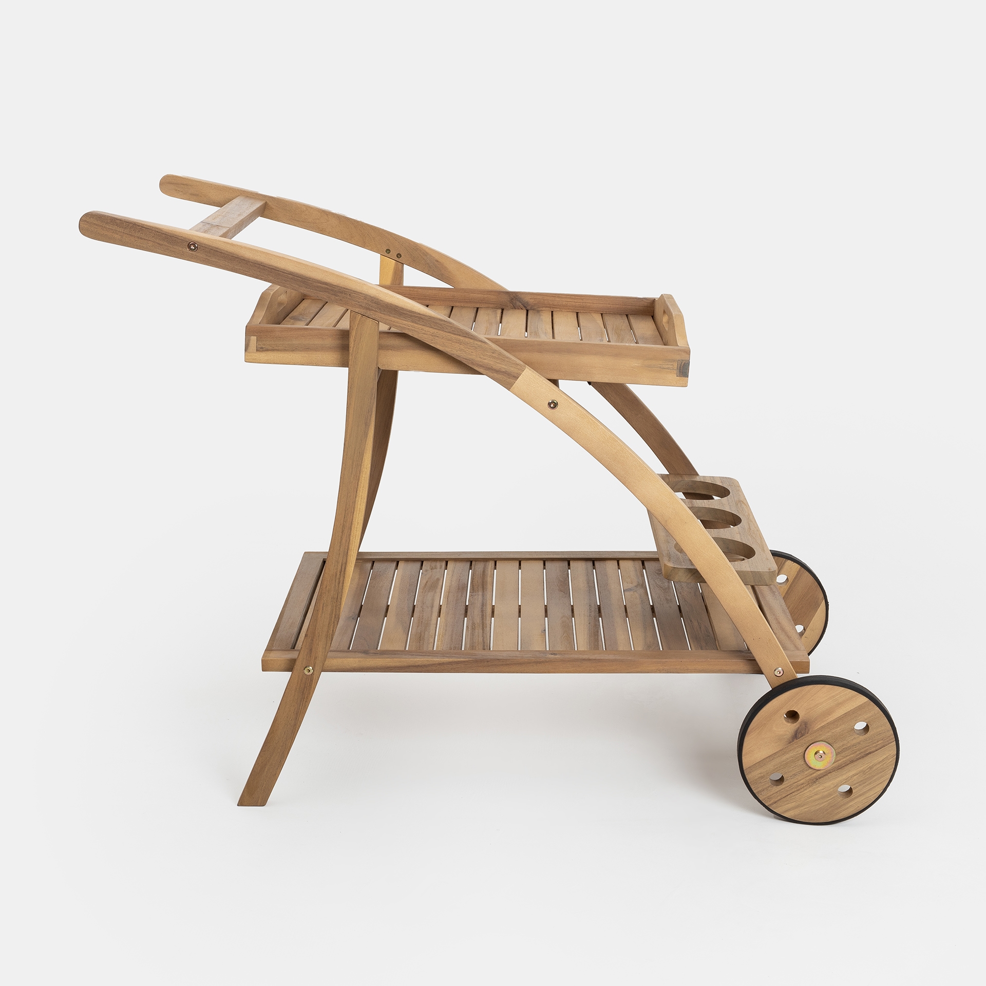 Camarera con ruedas de madera acacia Mykonos 105x56x78 cm