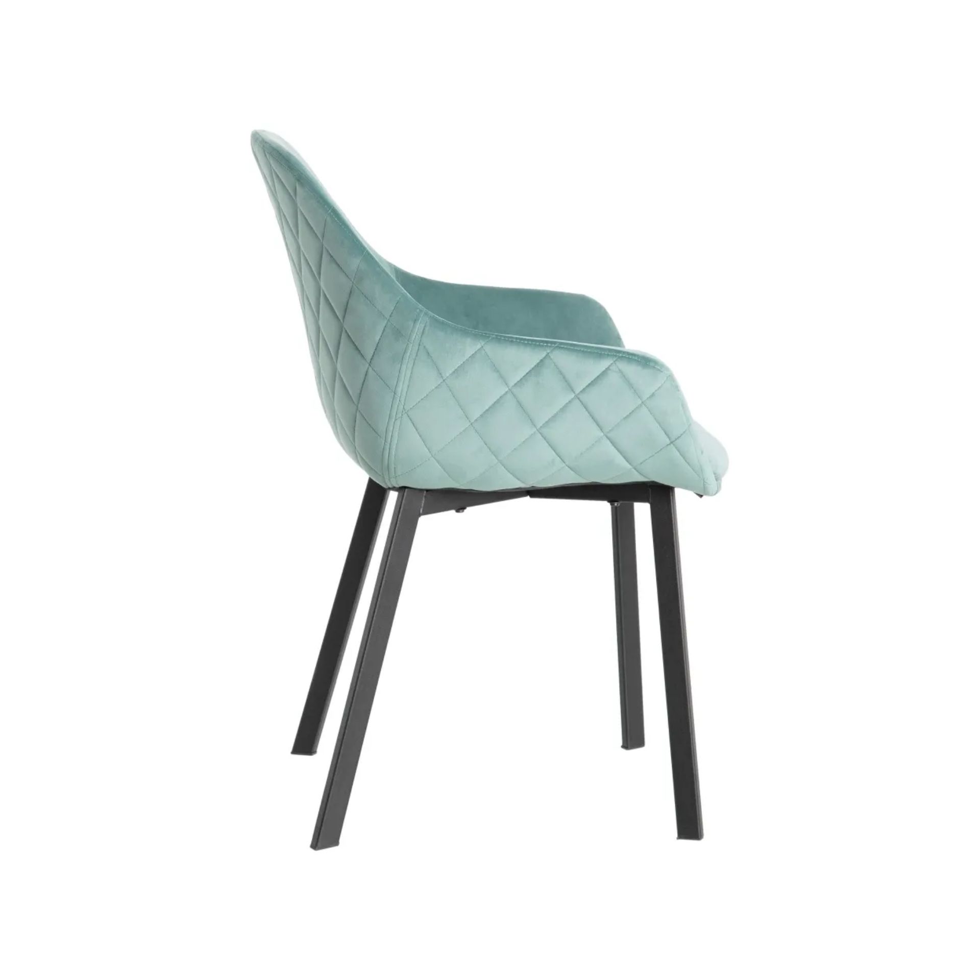 Set de 2 sillas de comedor con reposabrazos velvet verde agua Diana 57,5x53x84,5cm