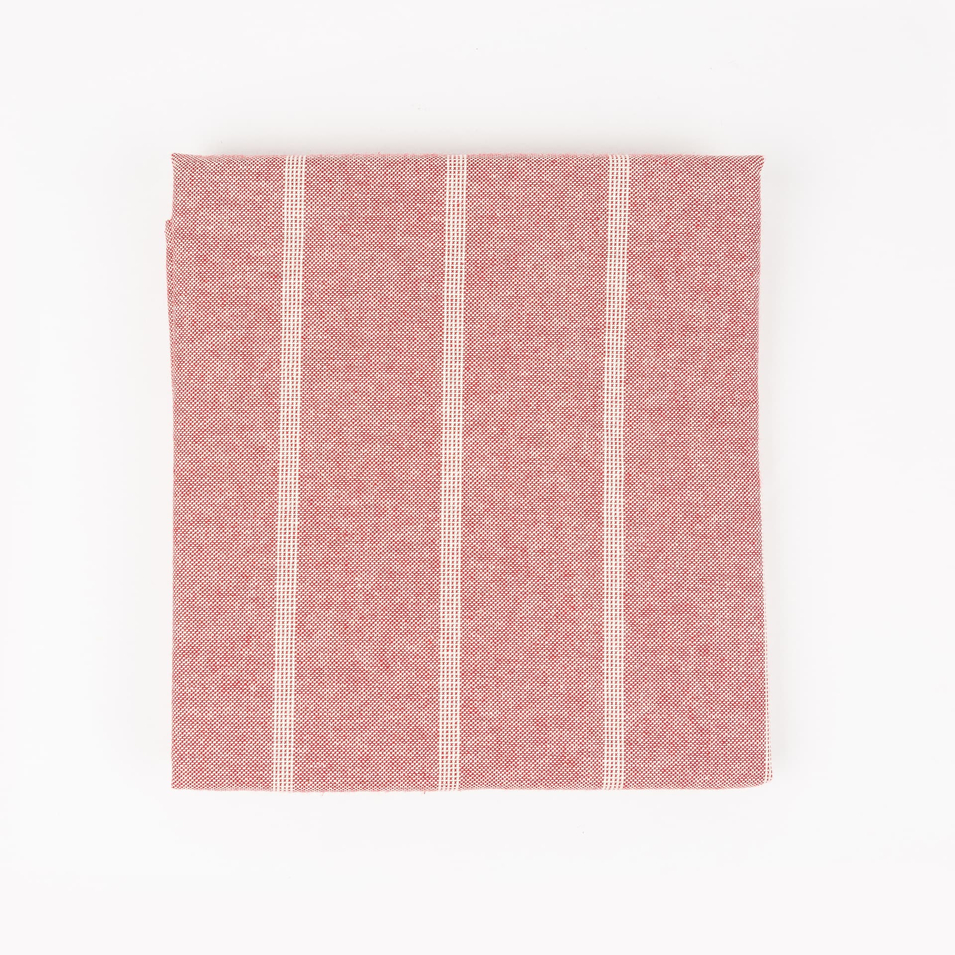 Camino de mesa de algod&oacute;n rojo a rayas 55x140cm