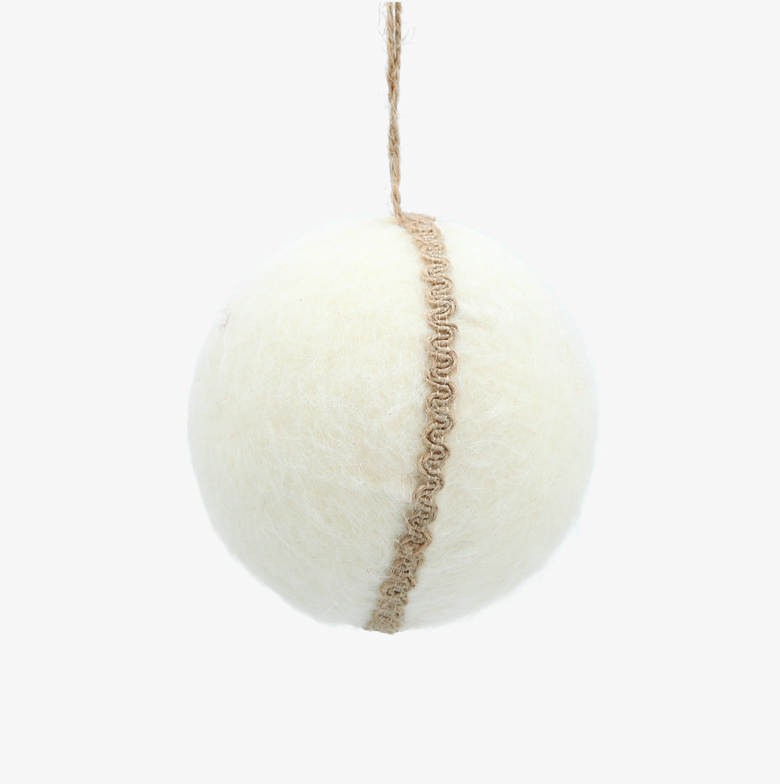 Bola de Navidad de fieltro blanca 11x11cm