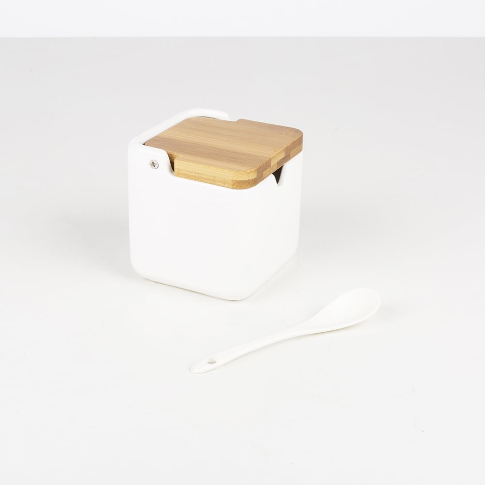 Azucarero/salero de cerámica con tapa de bambú Sel 35cl