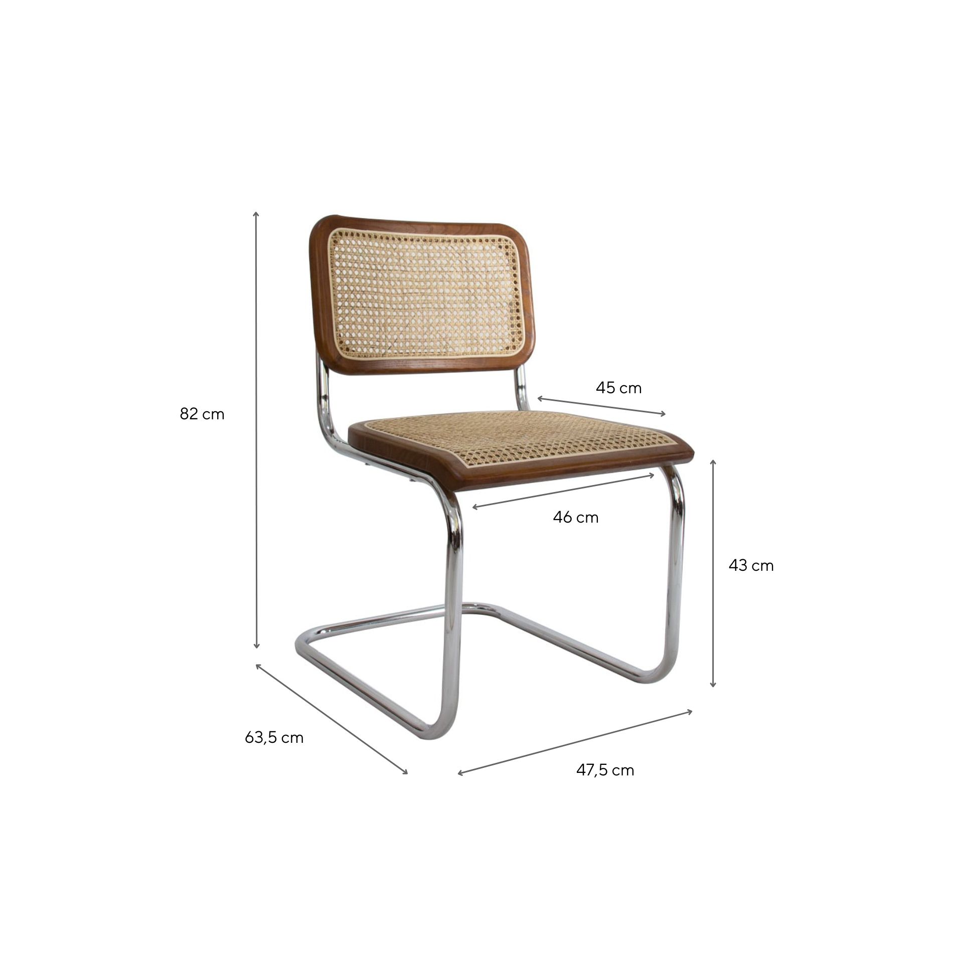 Silla de comedor de ratán Leonor 47,5x63,5x82cm Clau&Chloe