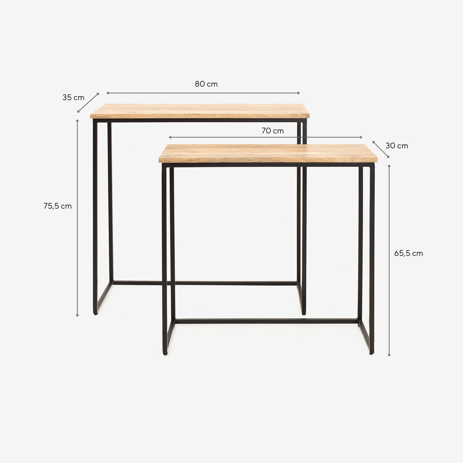 Set de 2 consolas de madera de mango Boston