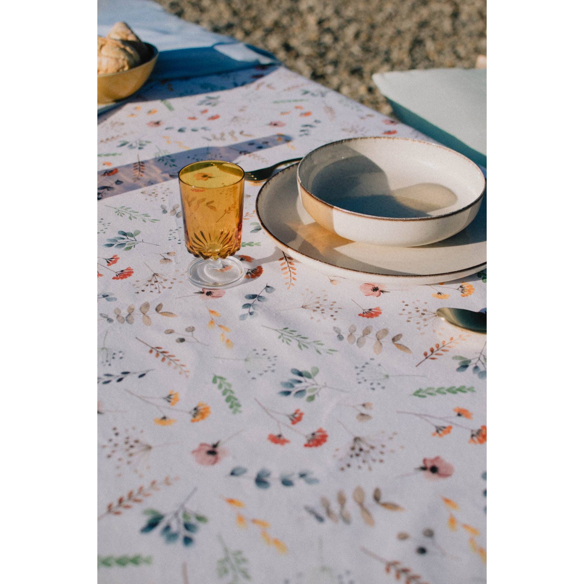 Mantel de algodón reciclado Flores 135x140cm