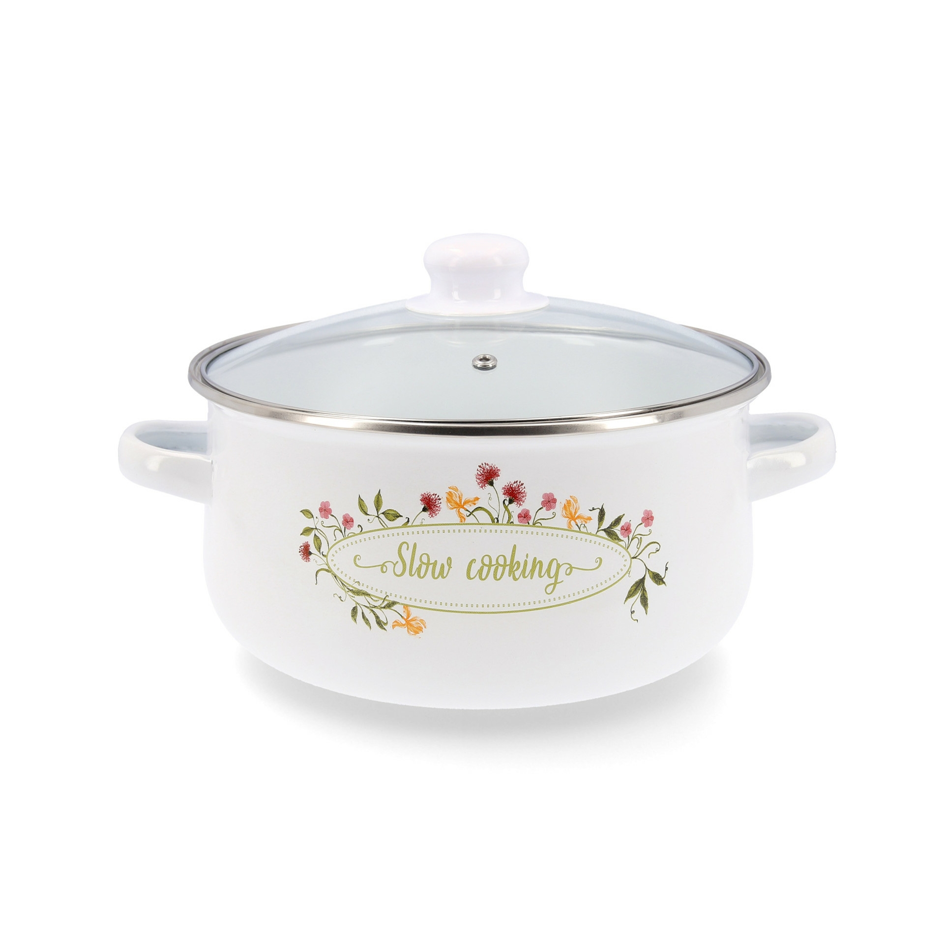 Cacerola blanca de acero esmaltado Slow &Oslash;24cm