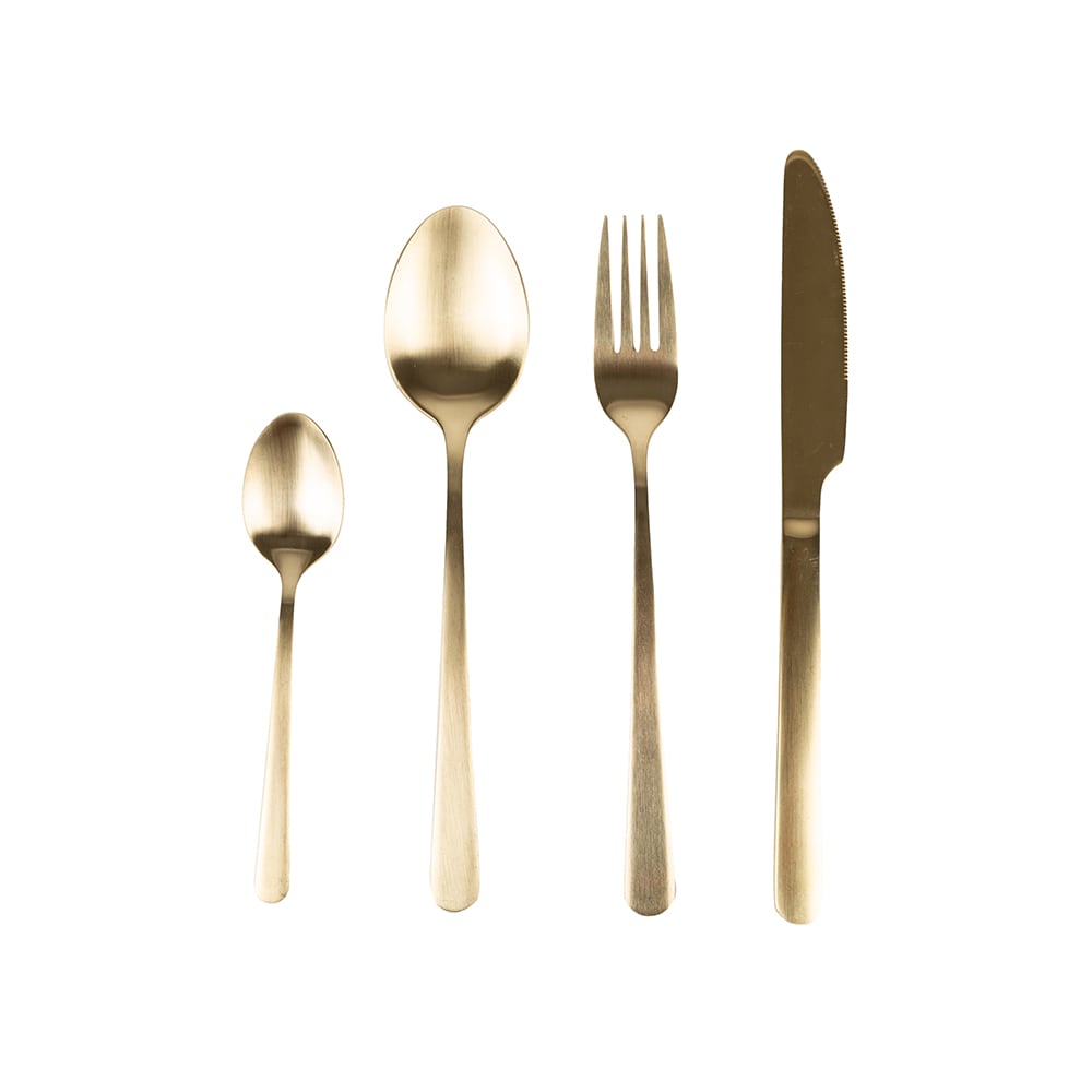 Cuberterí­a de 24 piezas dorada de acero inoxidable