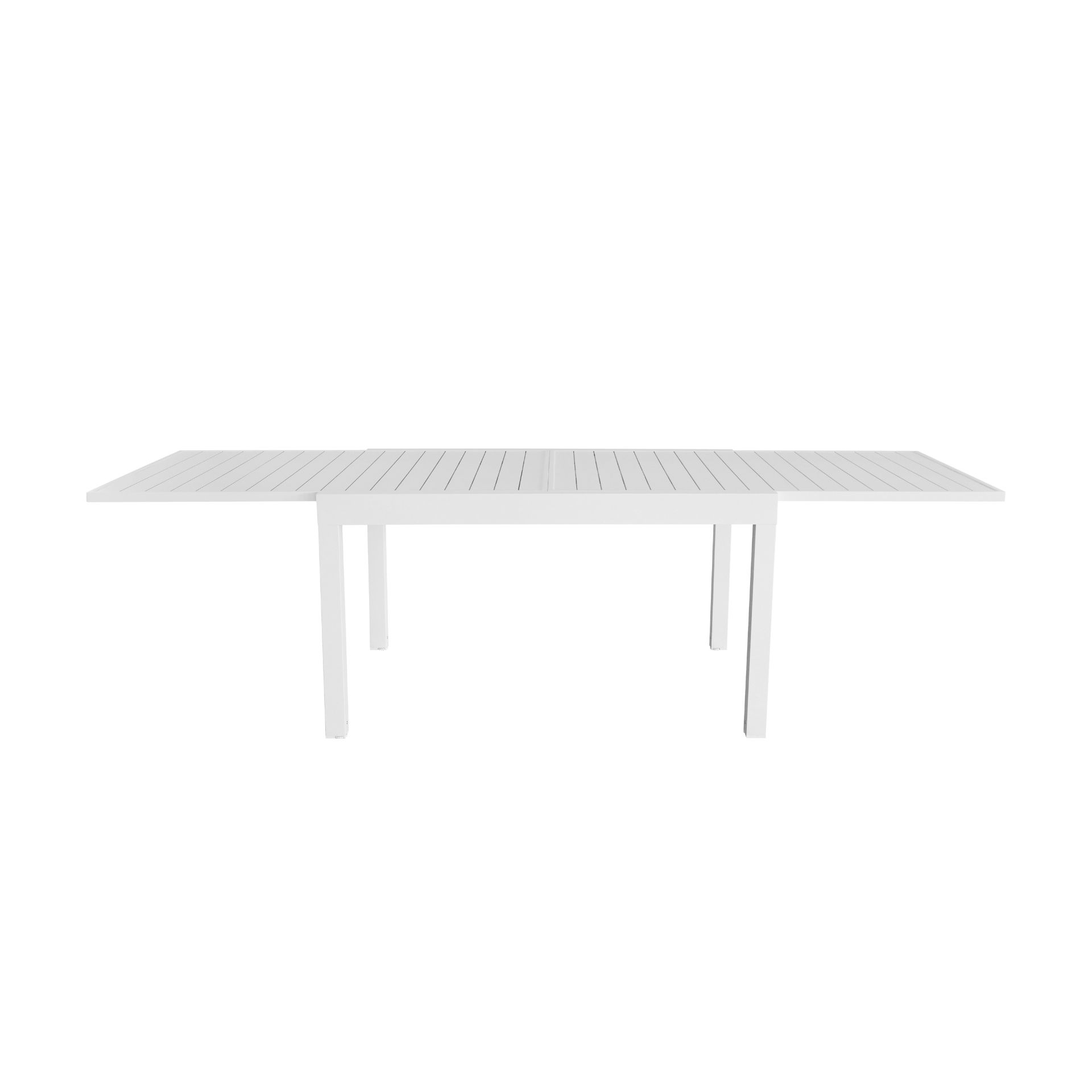 Mesa de jard&iacute;n extensible de aluminio blanca Nijar 135/270x90x76cm