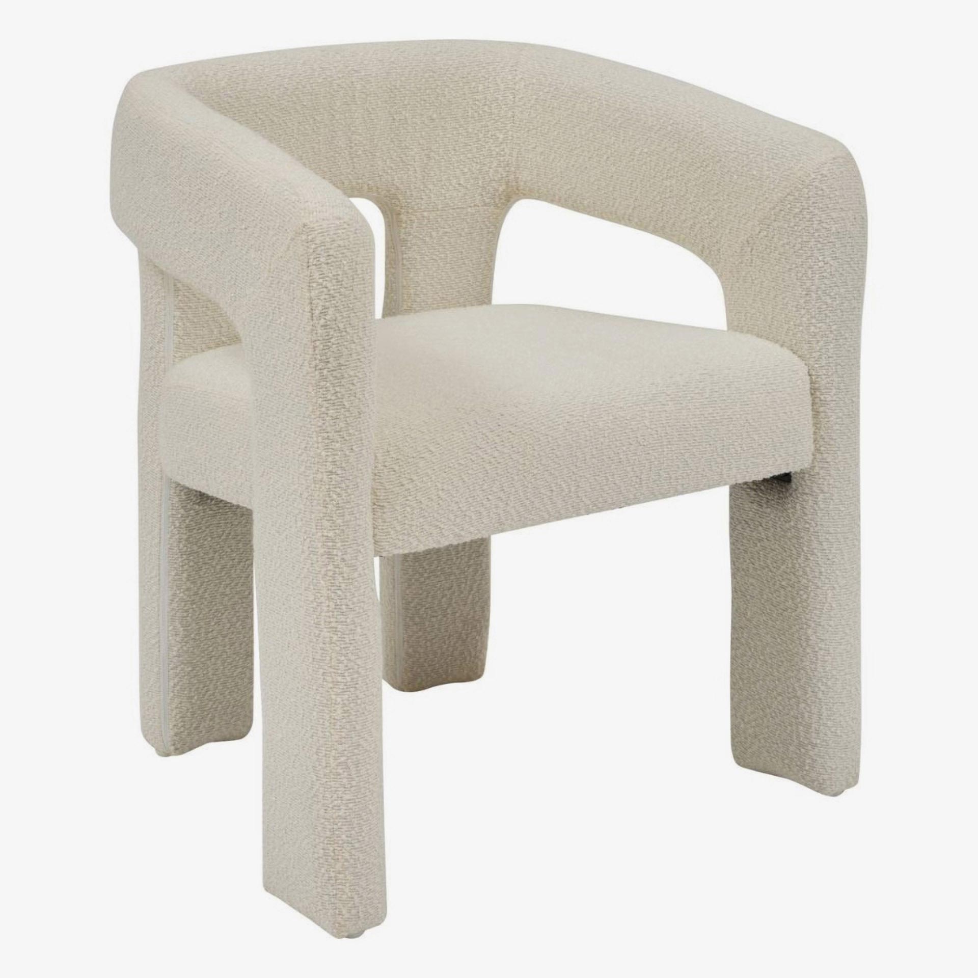 Sill&oacute;n de comedor blanco de borreguito Doran