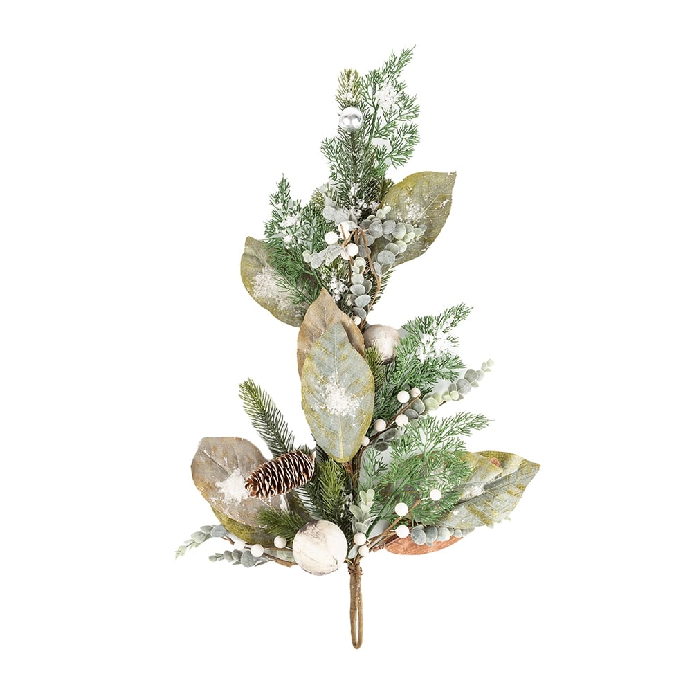 Rama de pino con bolas plateadas 72cm