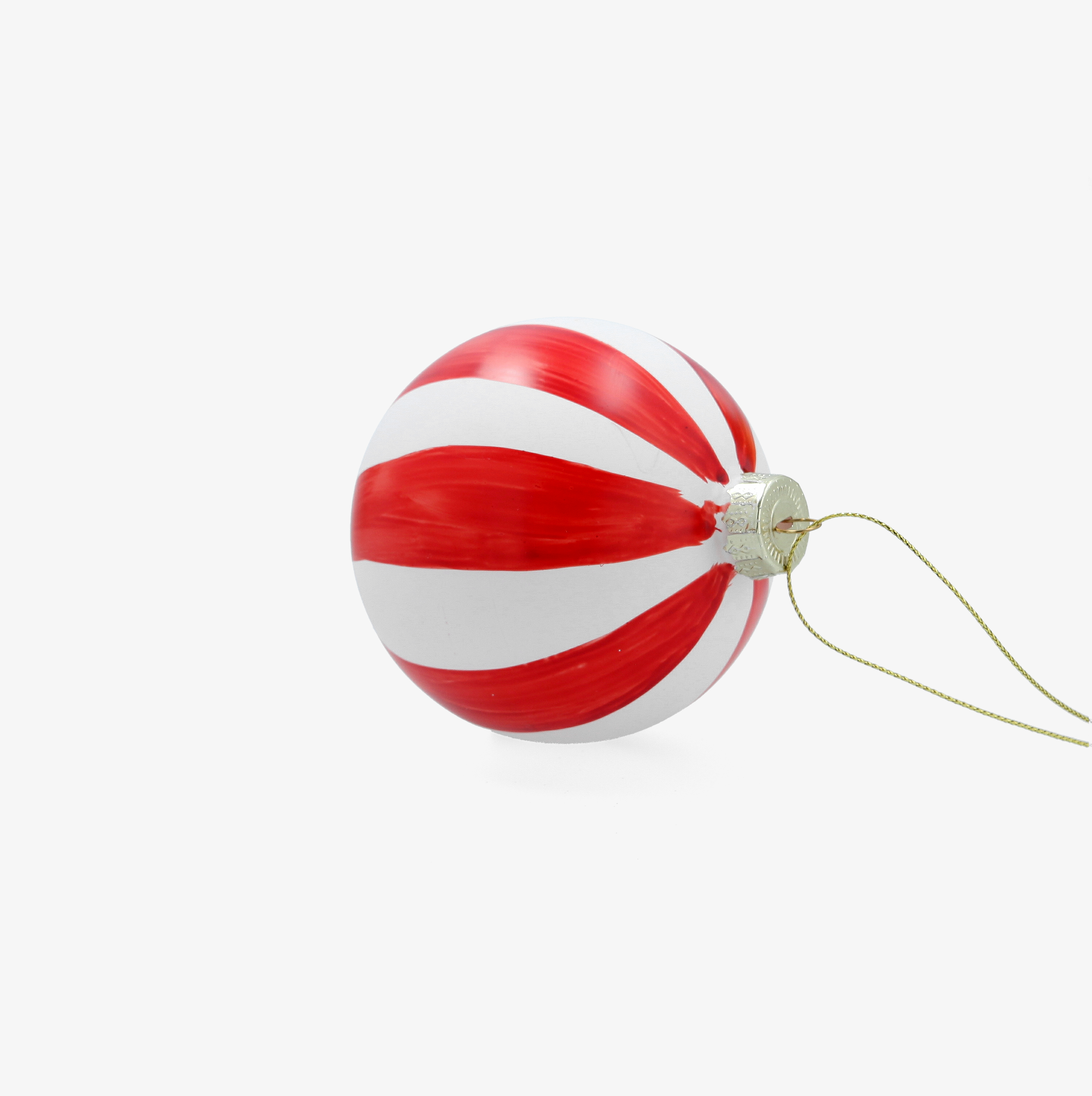 Bola de Navidad roja y blanca de cristal &Oslash;8cm