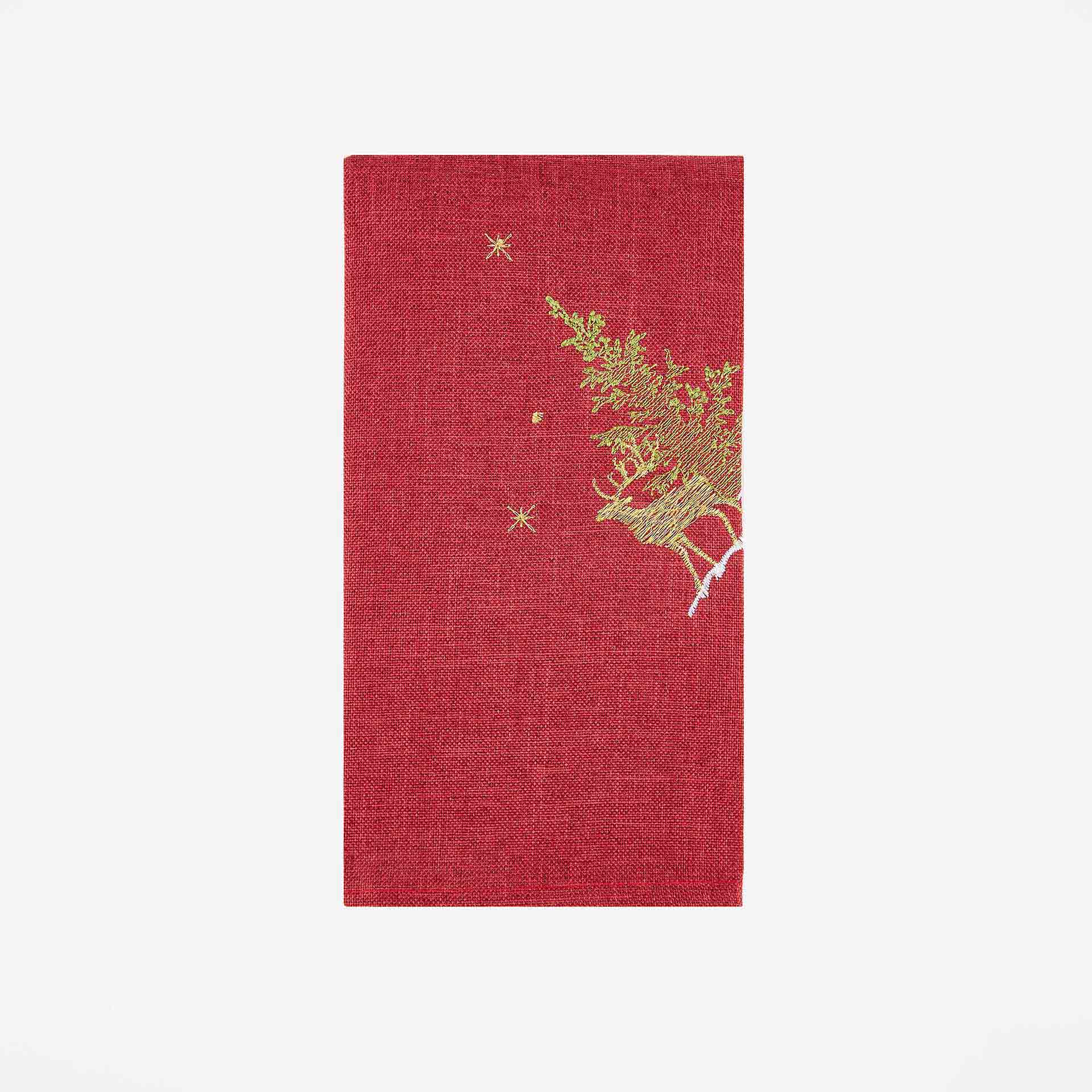 Servilleta roja bordada Abetos 45x45cm