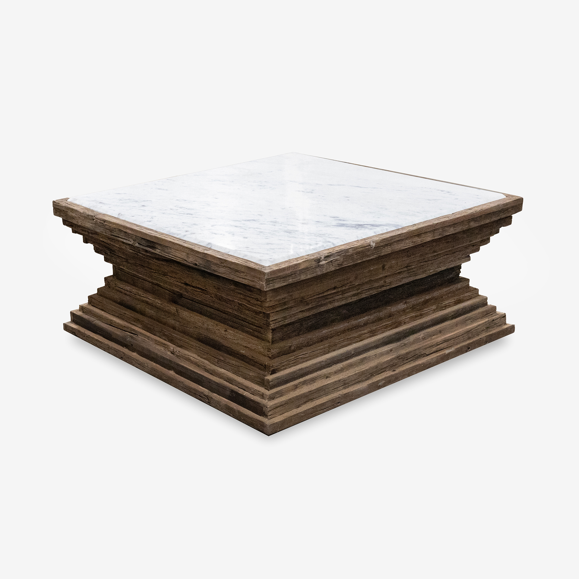 Mesa de centro de madera de olmo reciclada Pisco 100x100x45cm