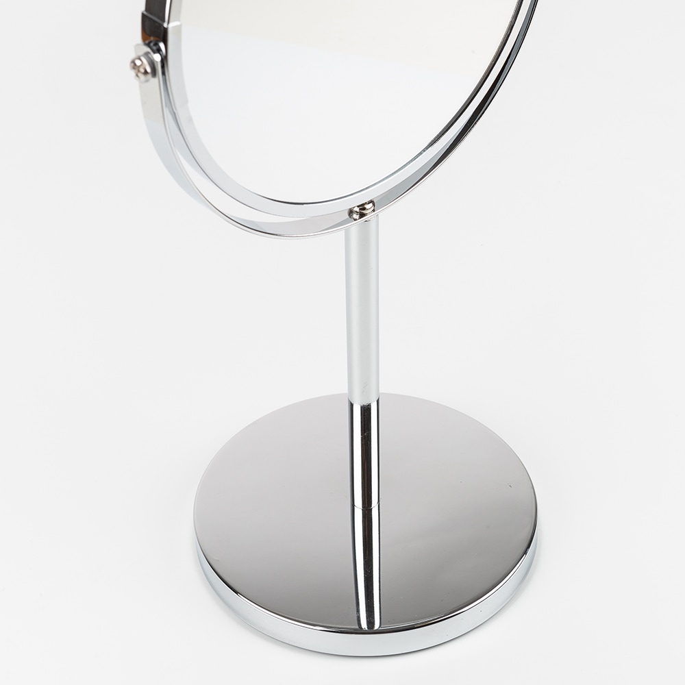 Espejo de ba&ntilde;o con pie de metal 3 aumentos 15x35cm