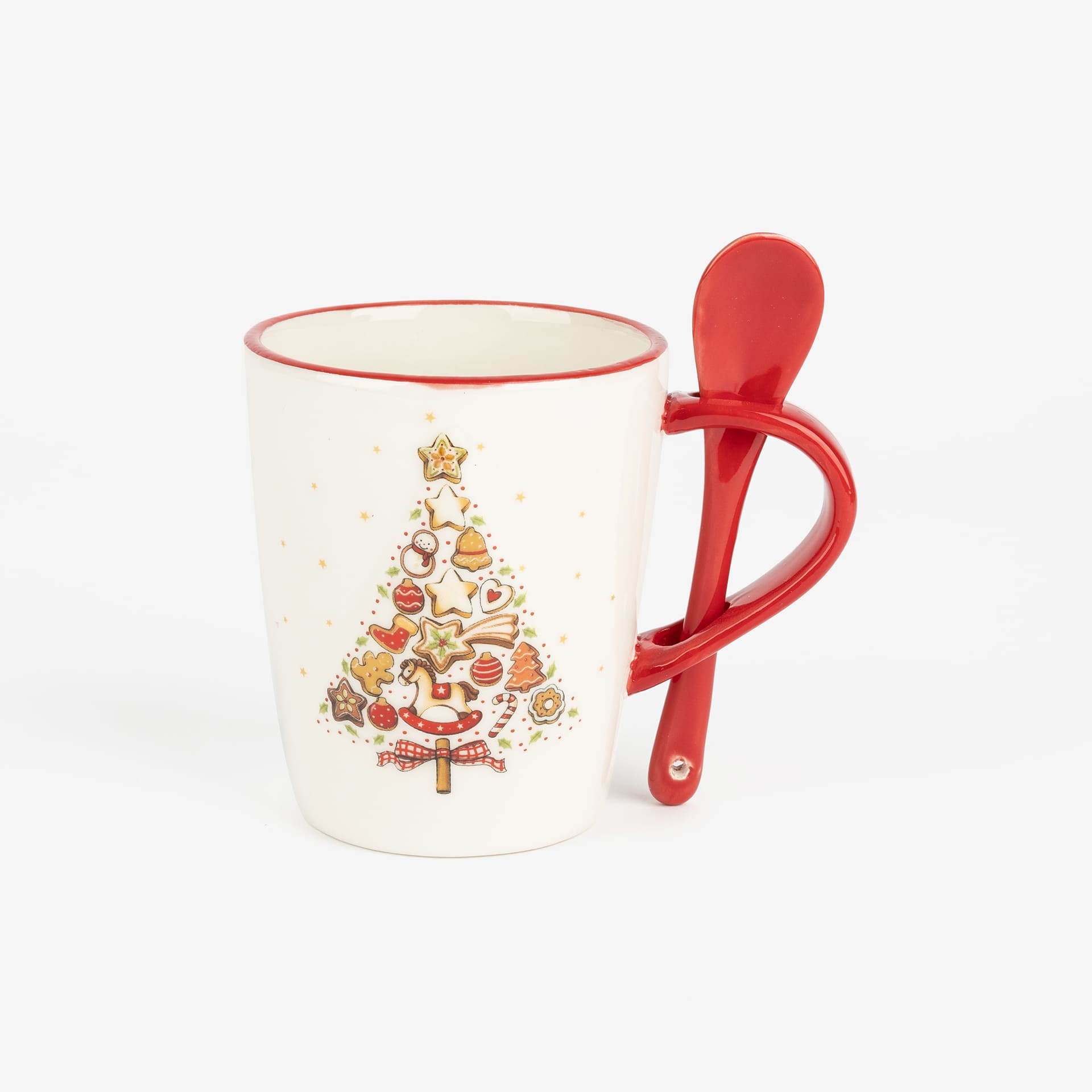 Mug de cerámica con cuchara Árbol Navidad
