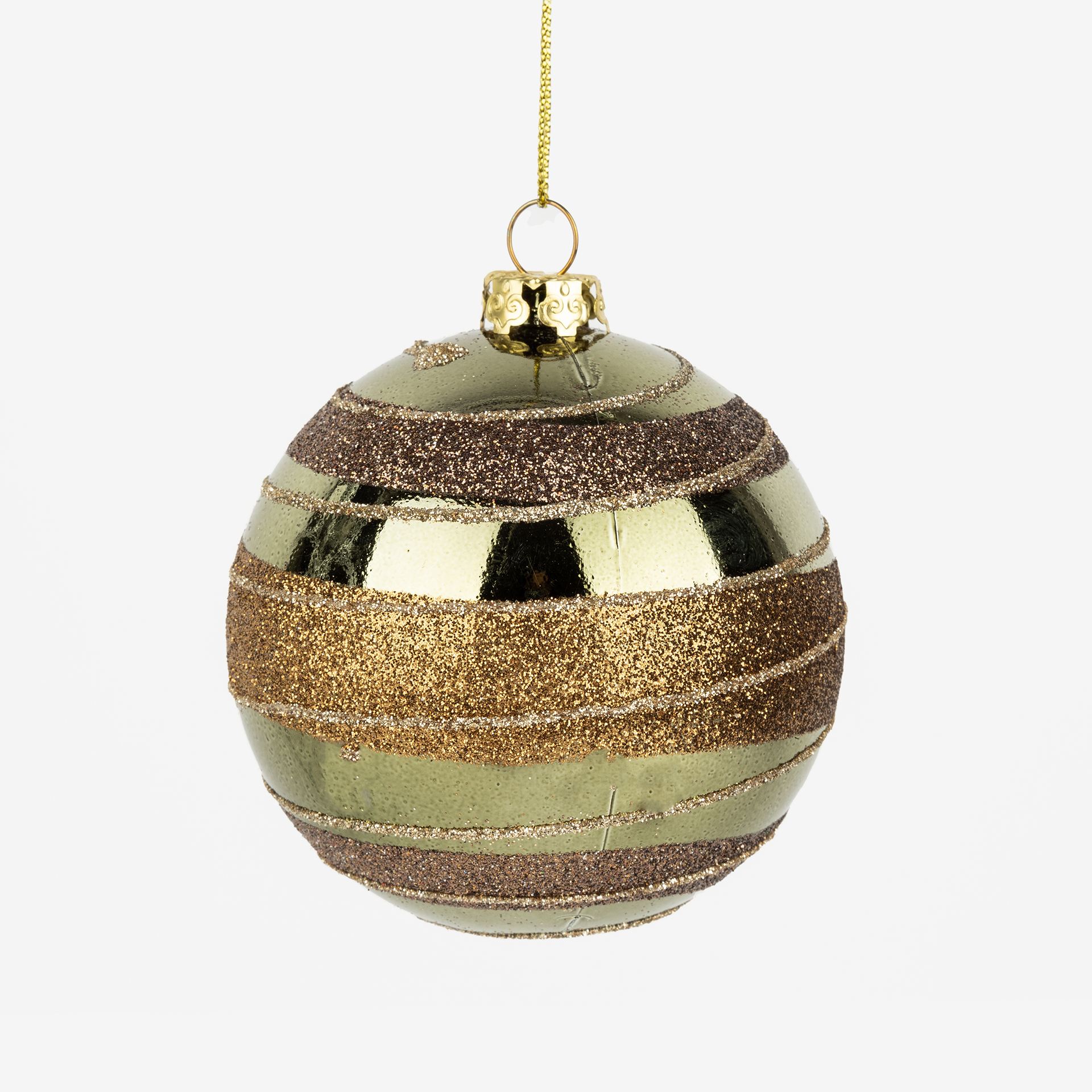 Bola decorativa marrón con purpurina Ø8cm en varios modelos