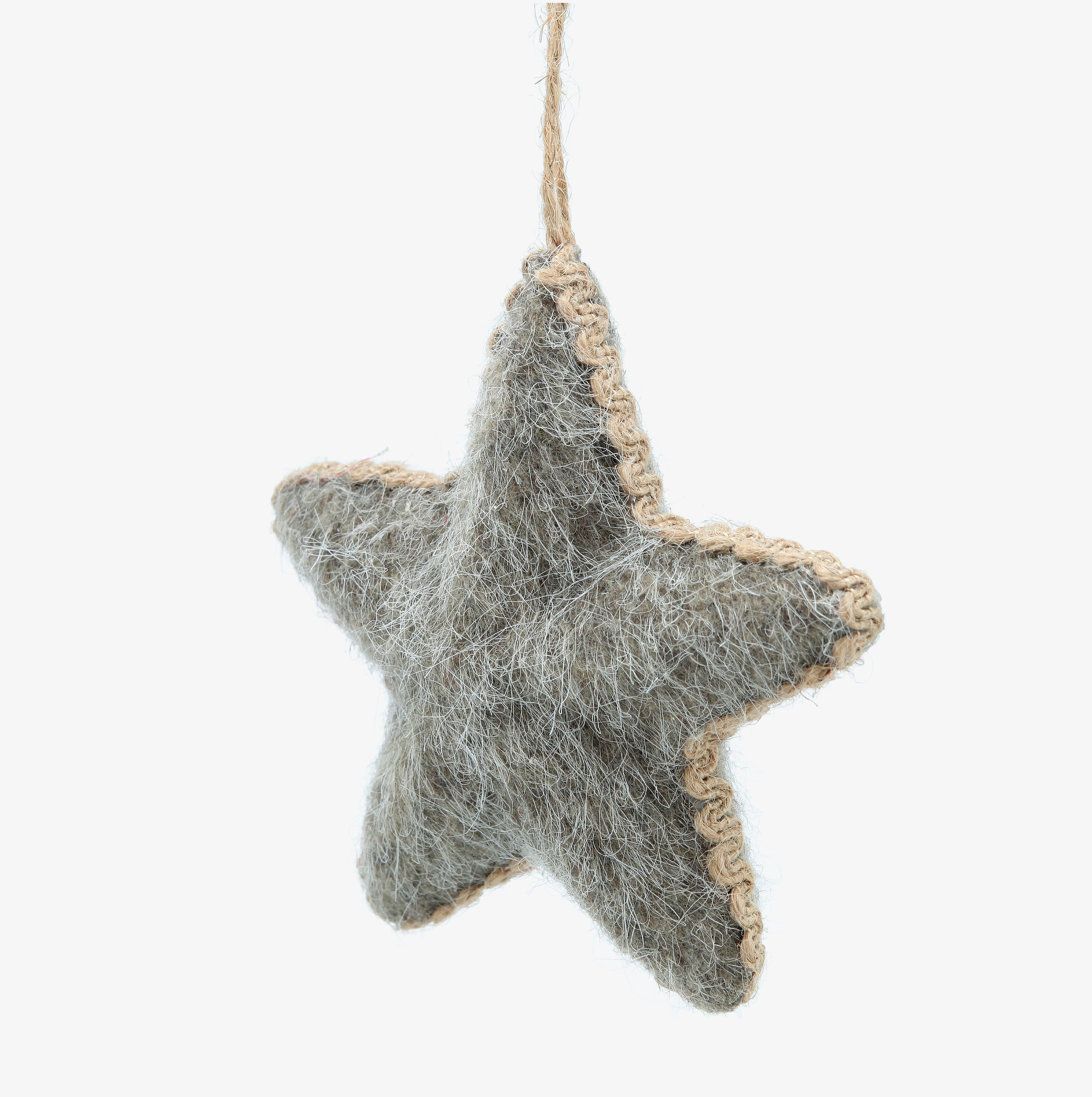 Bola de Navidad de estrella de fieltro gris 11x3x11cm