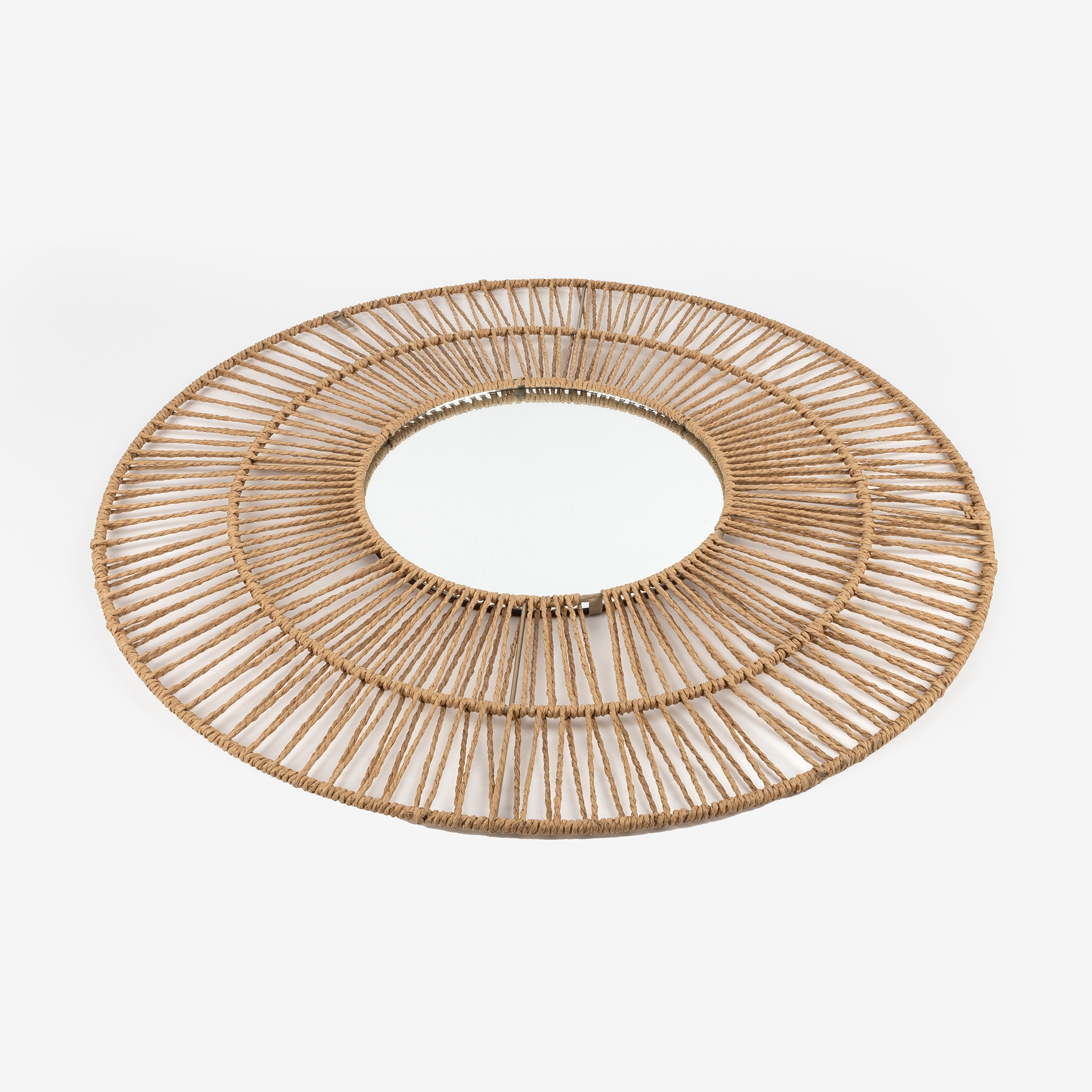 Espejo de pared redondo de rafia de Ø70 cm
