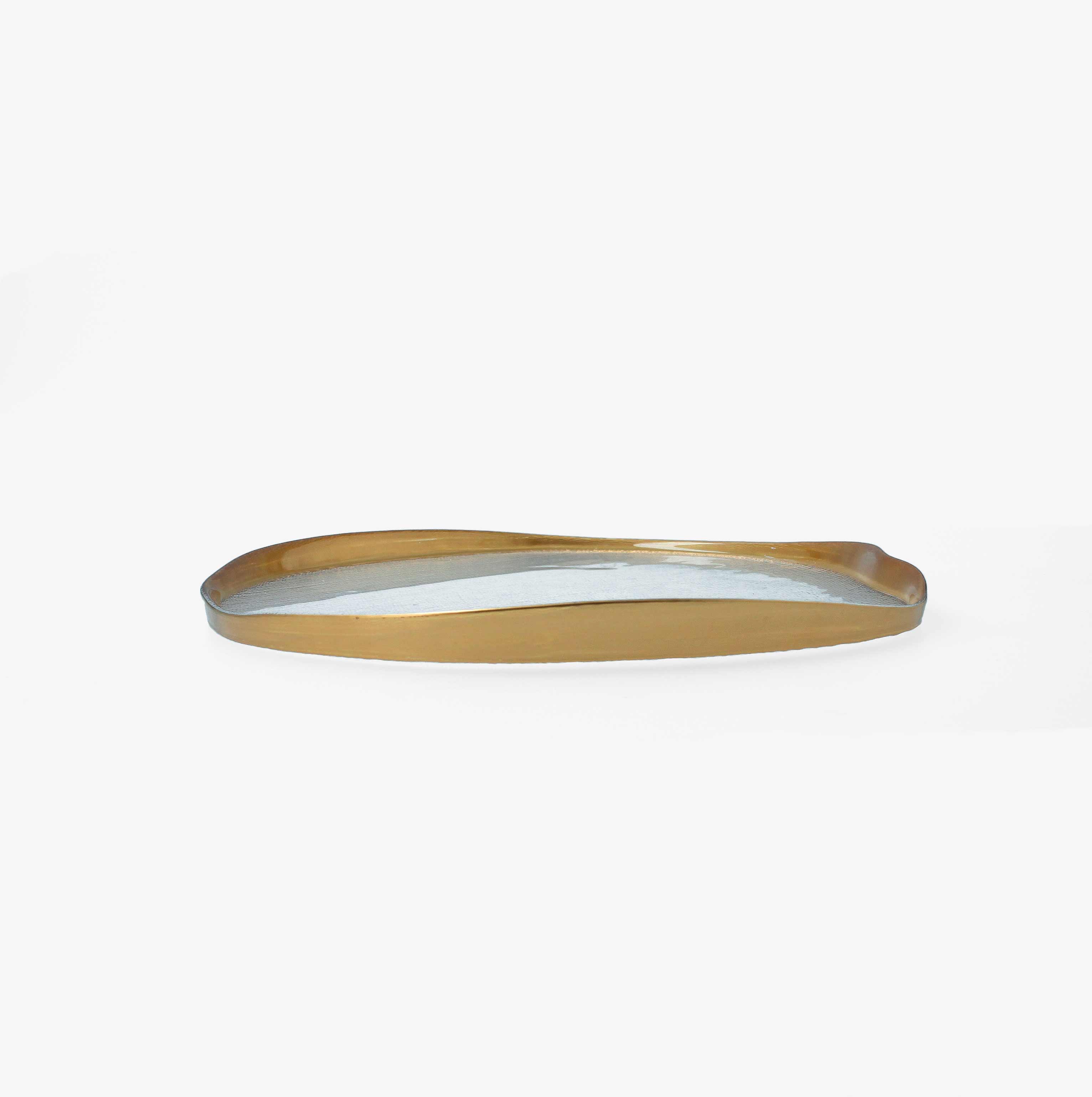 Plato irregular de vidrio con filo dorado Glam 27cm