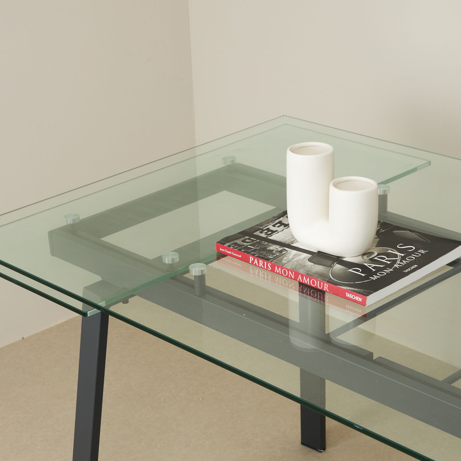 Mesa de comedor de cristal extensible Dallas 160/240x90x75cm