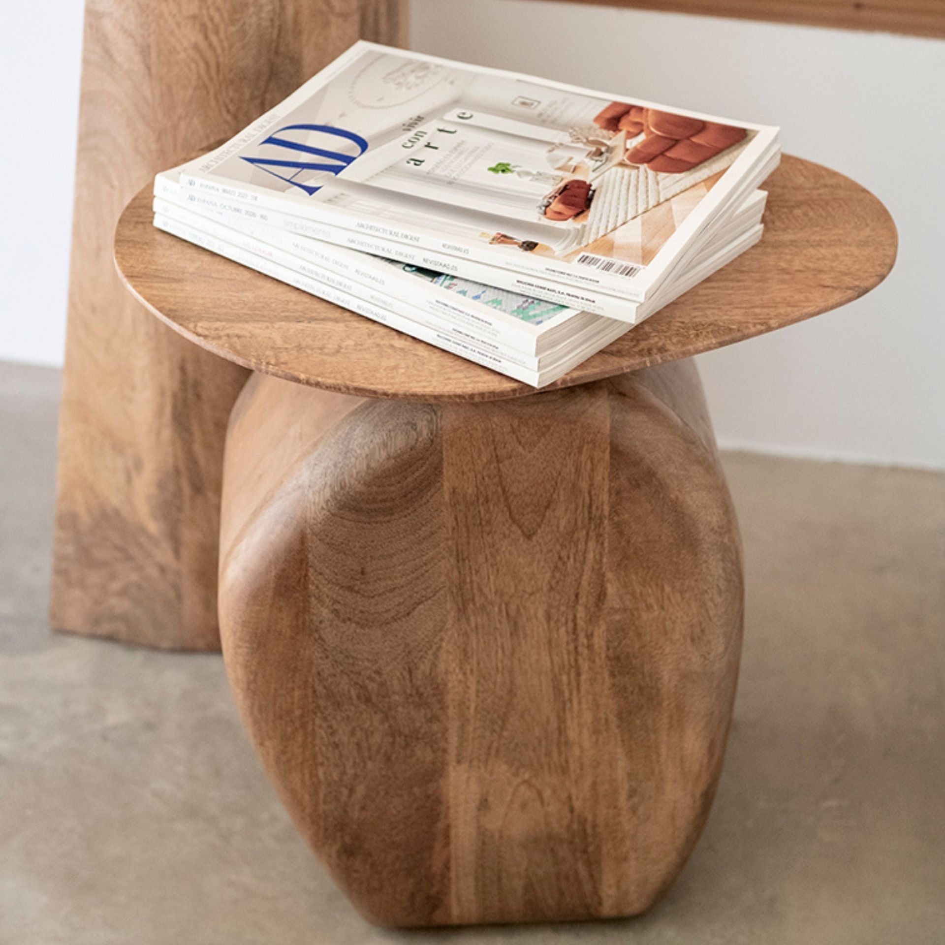 Mesa auxiliar de madera de mango clara Dublin 45x35x55cm Clau&Chloe