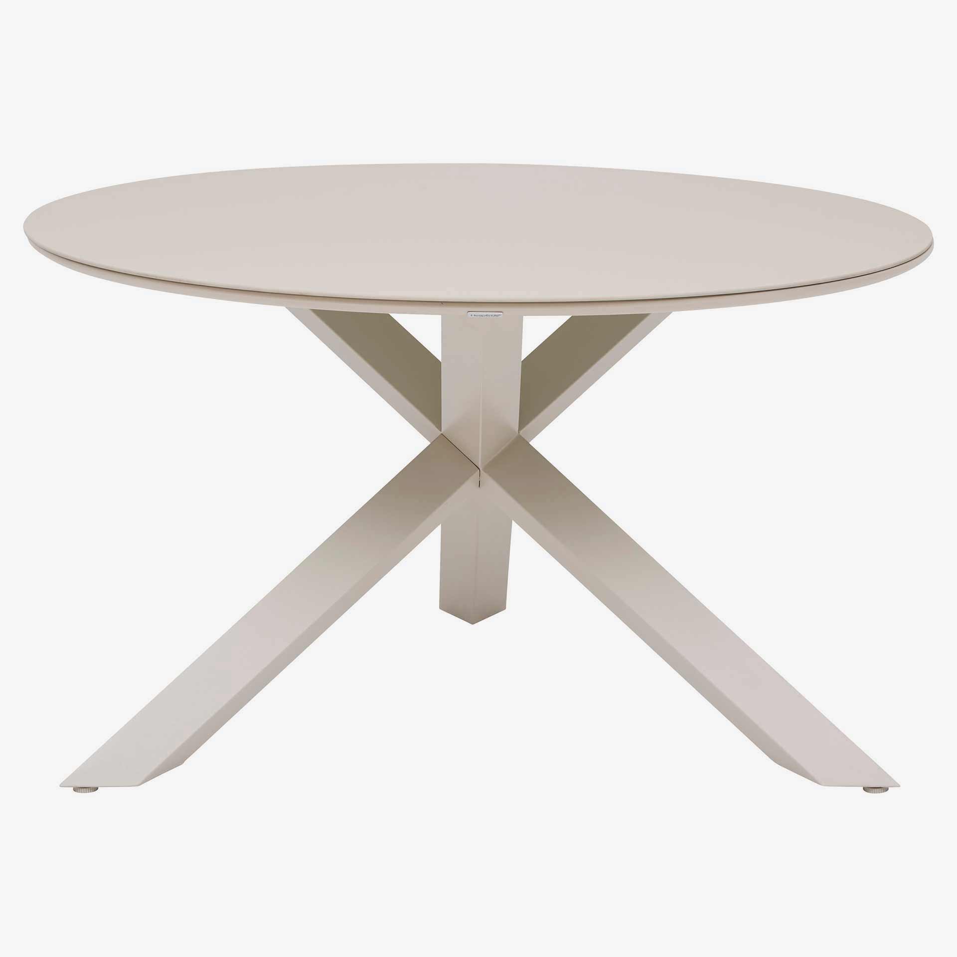Mesa de comedor de jard&iacute;n de aluminio crema Oryxa &Oslash;130x75cm