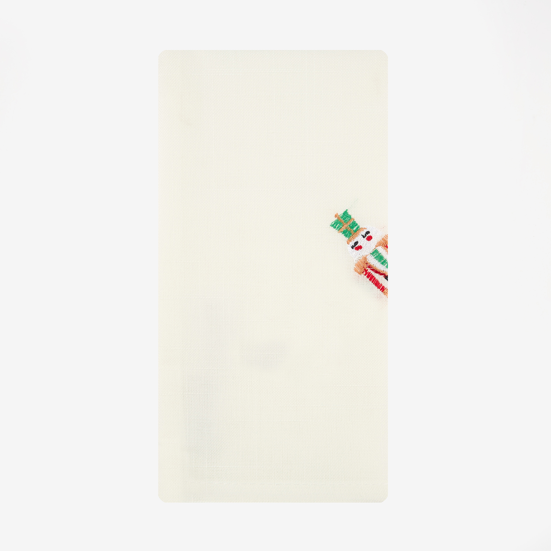 Servilleta blanca bordado Cascanueces 45x45cm