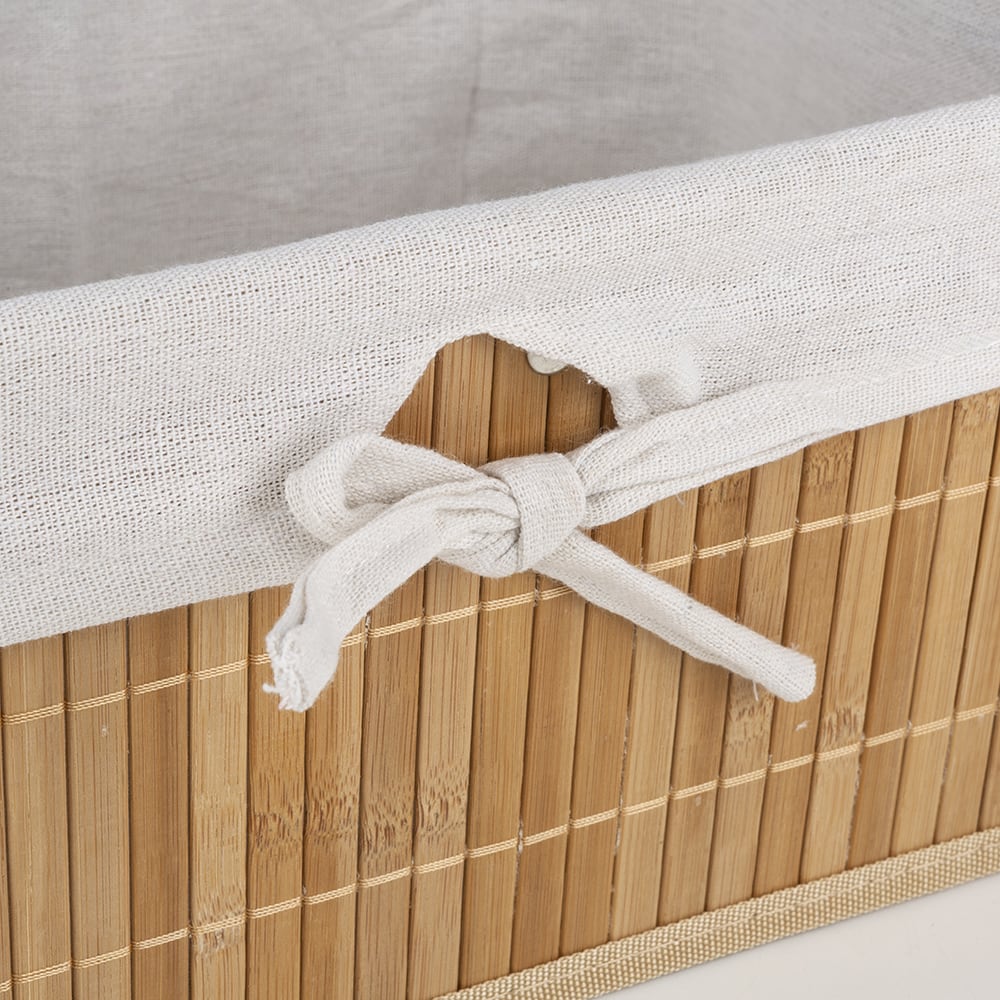 Cesto bambú y lino 24x14x12cm