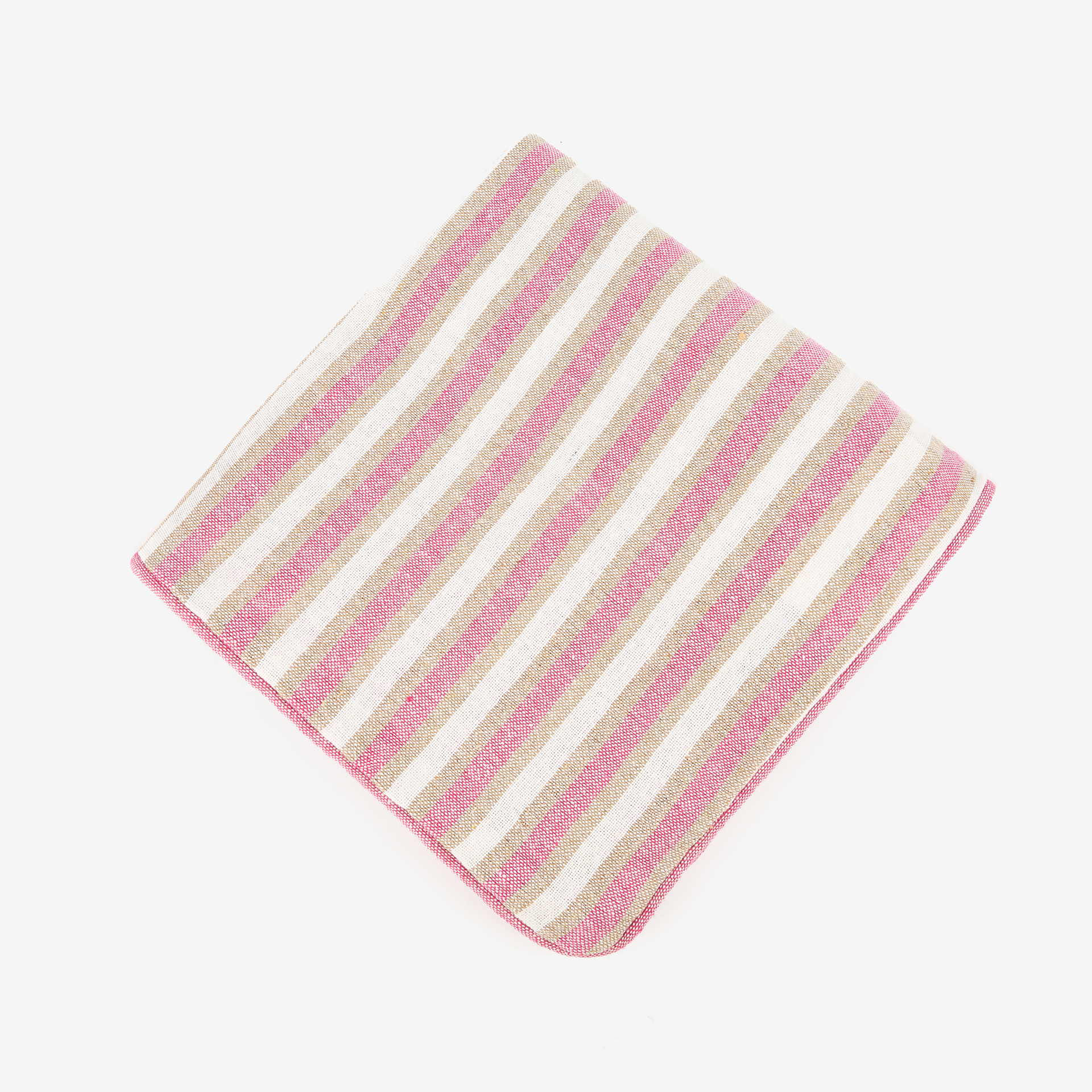 Funda de coj&iacute;n de algod&oacute;n rayas rosas y verdes Marita 45x45cm