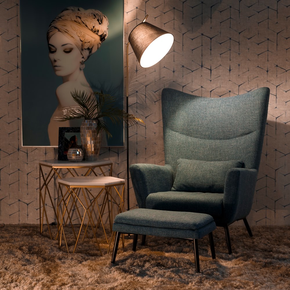 Set de 2 mesas auxiliares de m&aacute;rmol doradas &Oslash;55/45cm