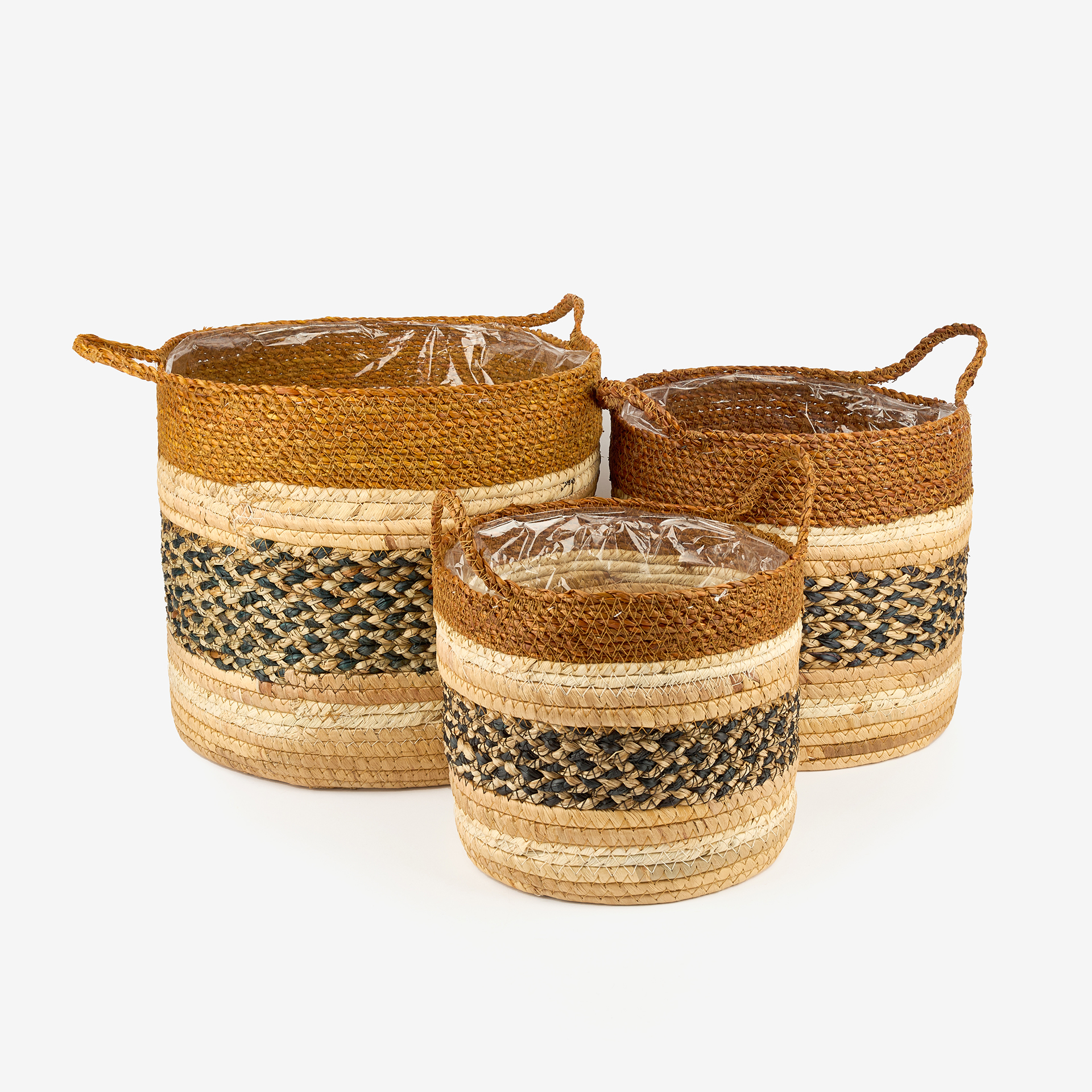 Cesta con asas de fibras naturales Evel Ø30x30cm