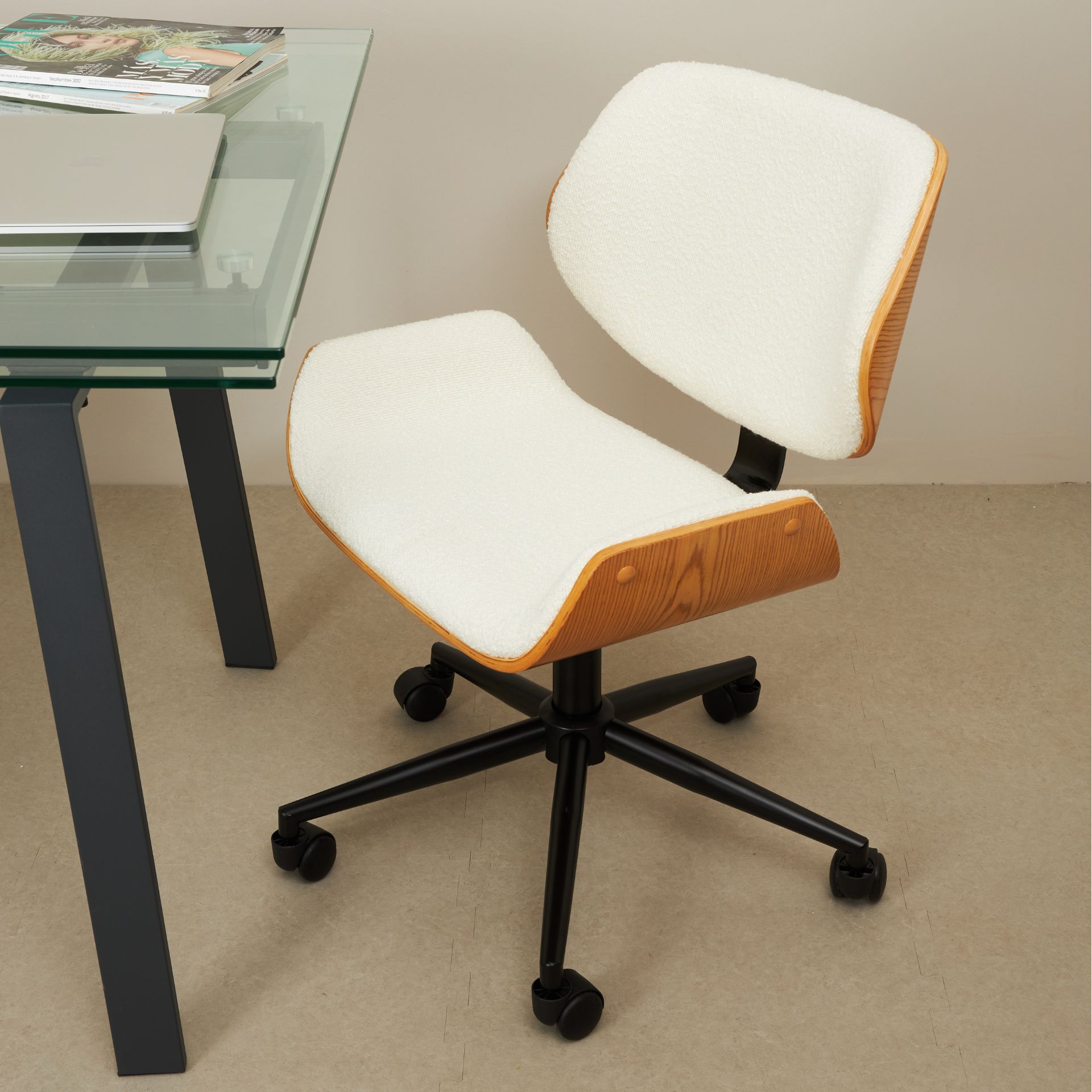 Silla de oficina blanca Sidena 54x54cm