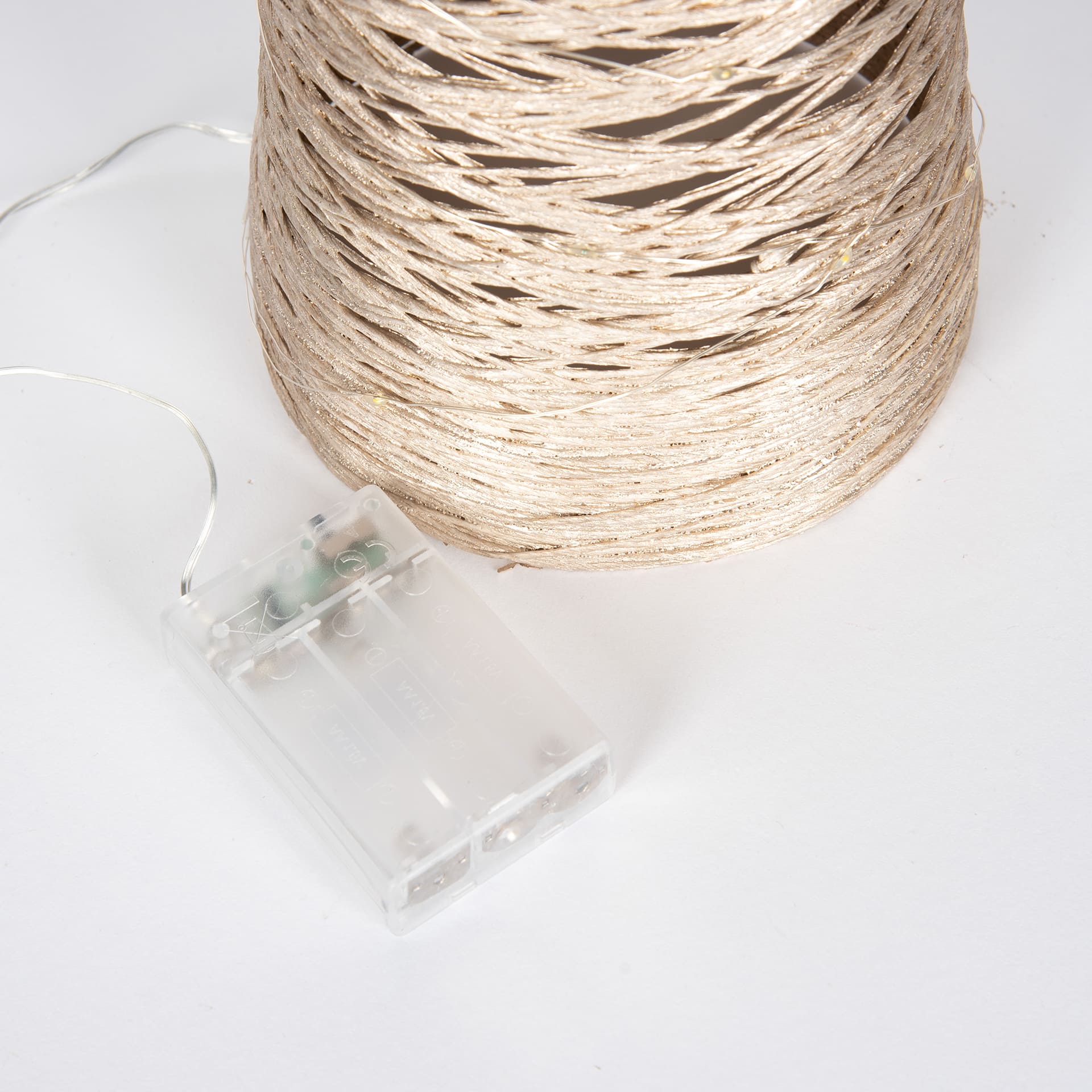 &Aacute;rbol decorativo de rafia dorado con luz LED Luys &Oslash;16x60cm