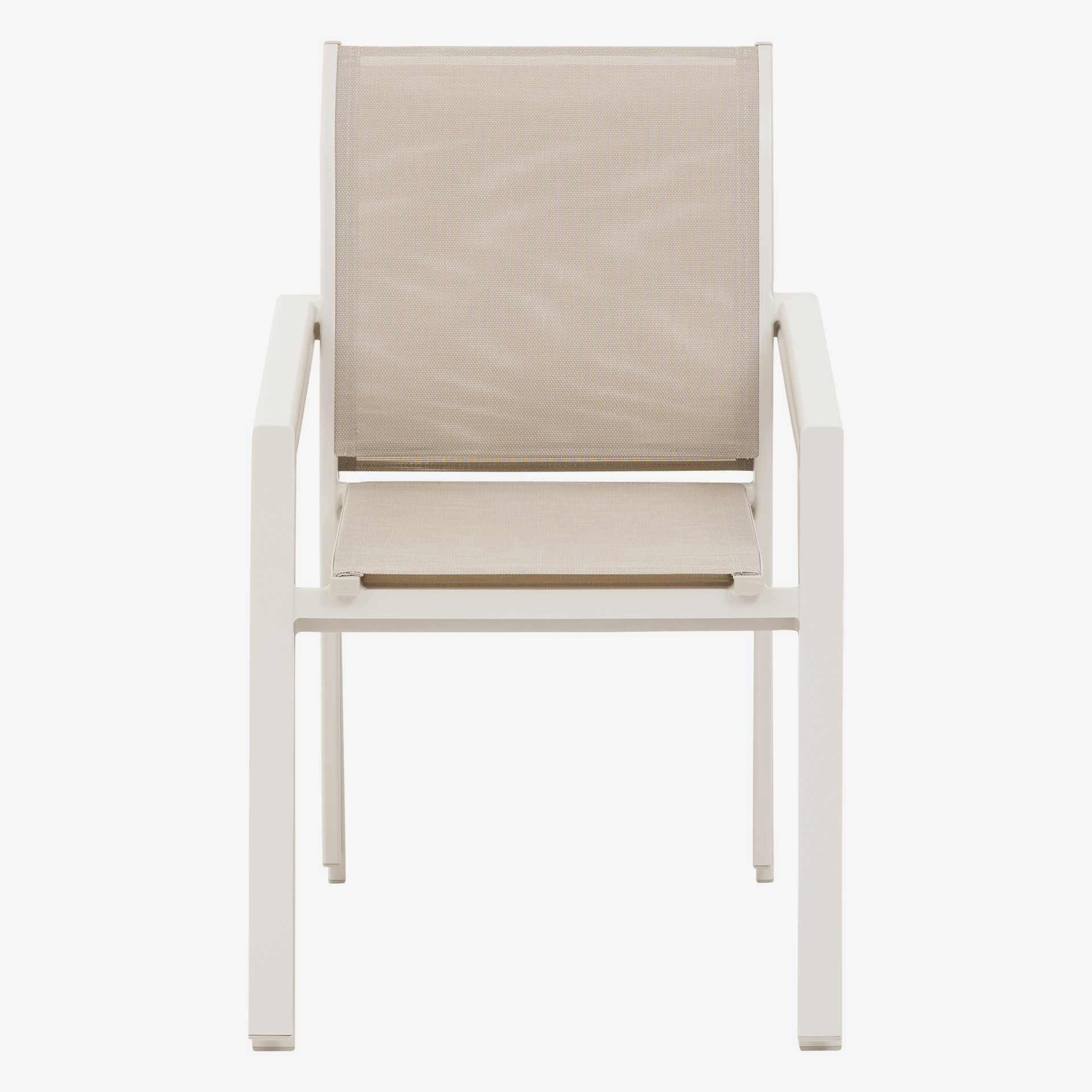 Silla de jard&iacute;n apilable de aluminio crema Essor 56x63x88cm