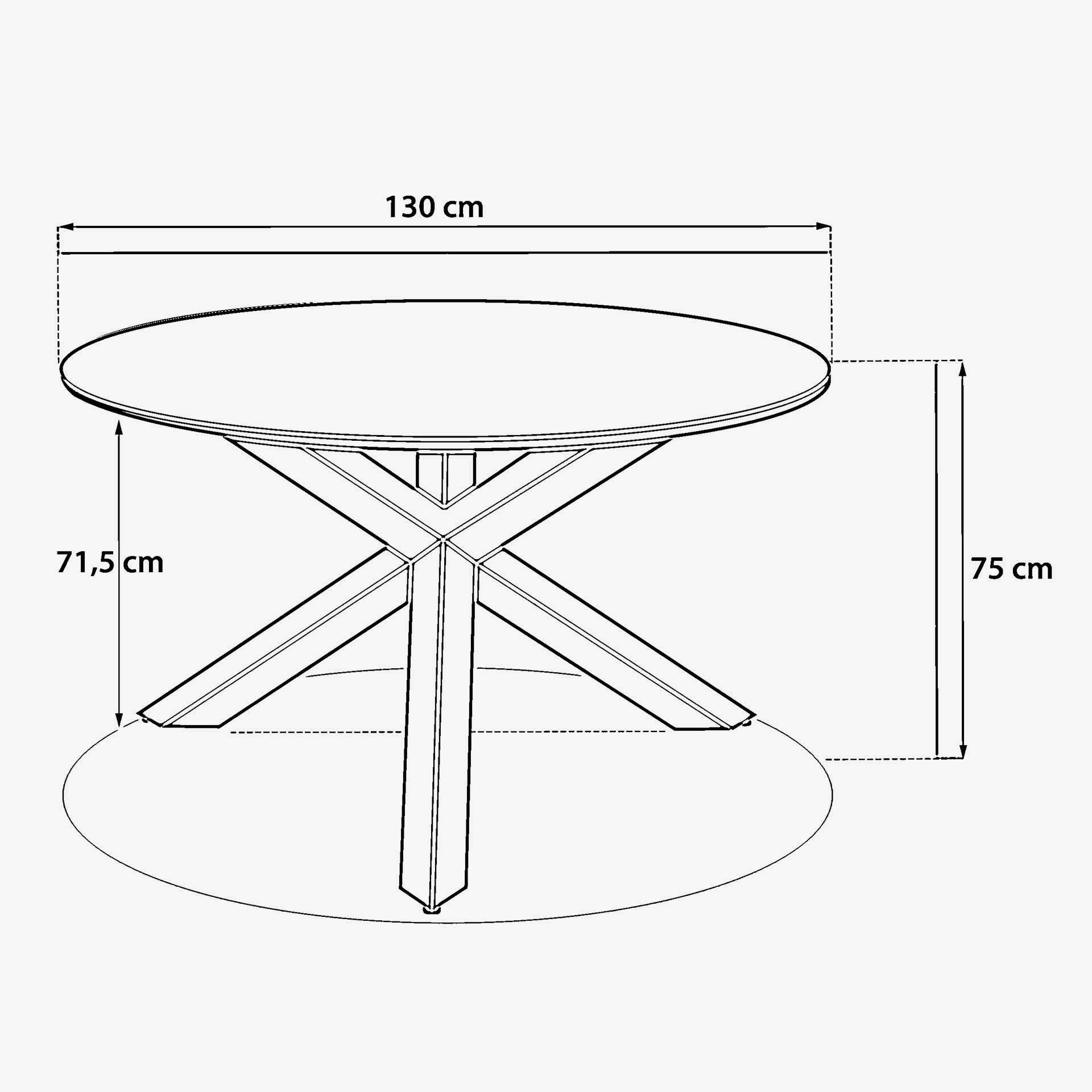 Mesa de comedor de jard&iacute;n de aluminio crema Oryxa &Oslash;130x75cm