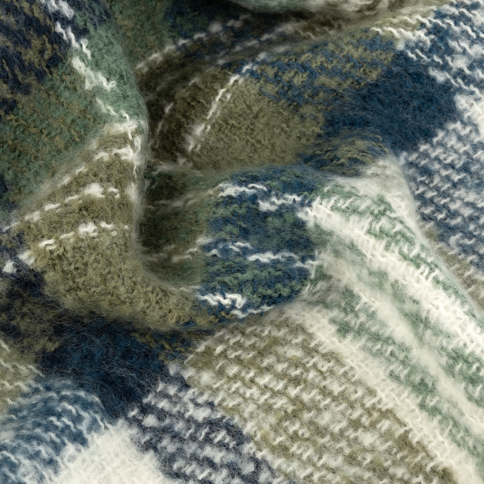 Manta efecto mohair cuadros azul 130x150cm