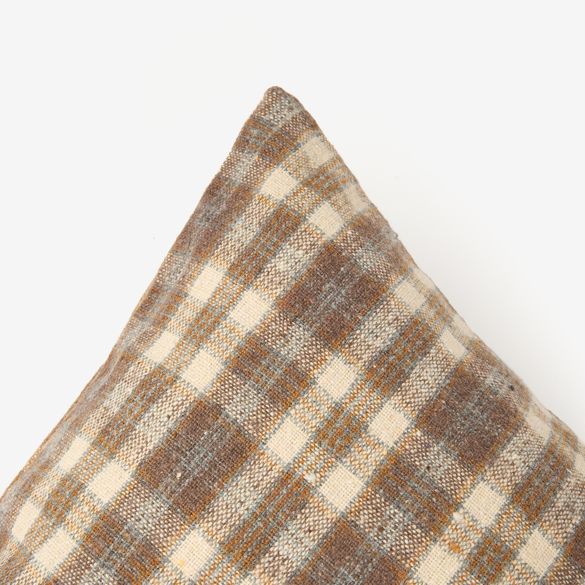 Funda de coj&iacute;n de algod&oacute;n cuadros gris 45x45cm