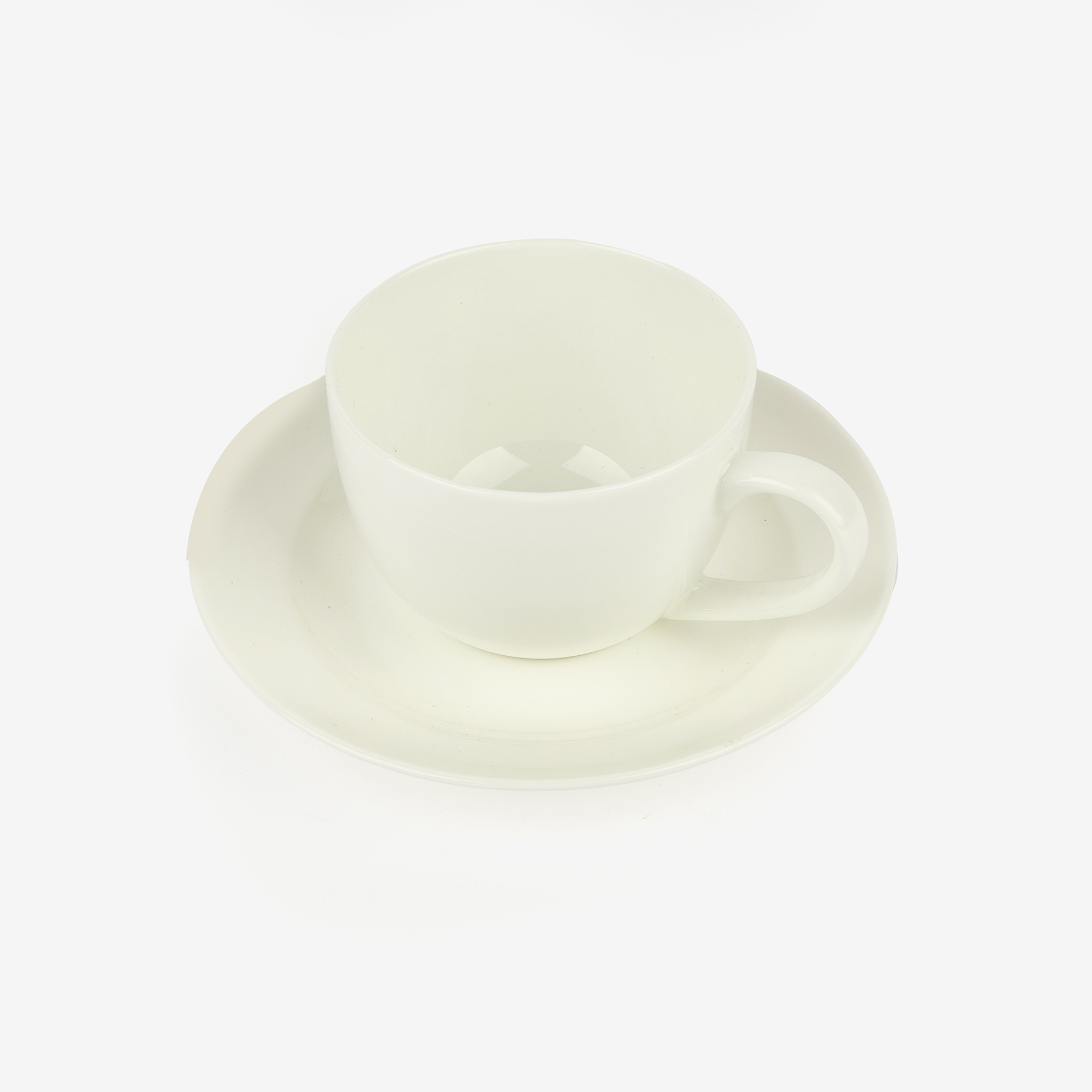 Taza de té con plato de cerámica blanca Freila 31cl