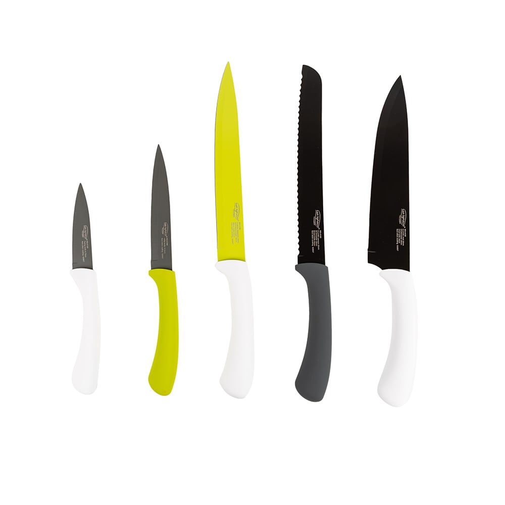 Set de 5 cuchillos de acero inoxidable color verde - Bergner