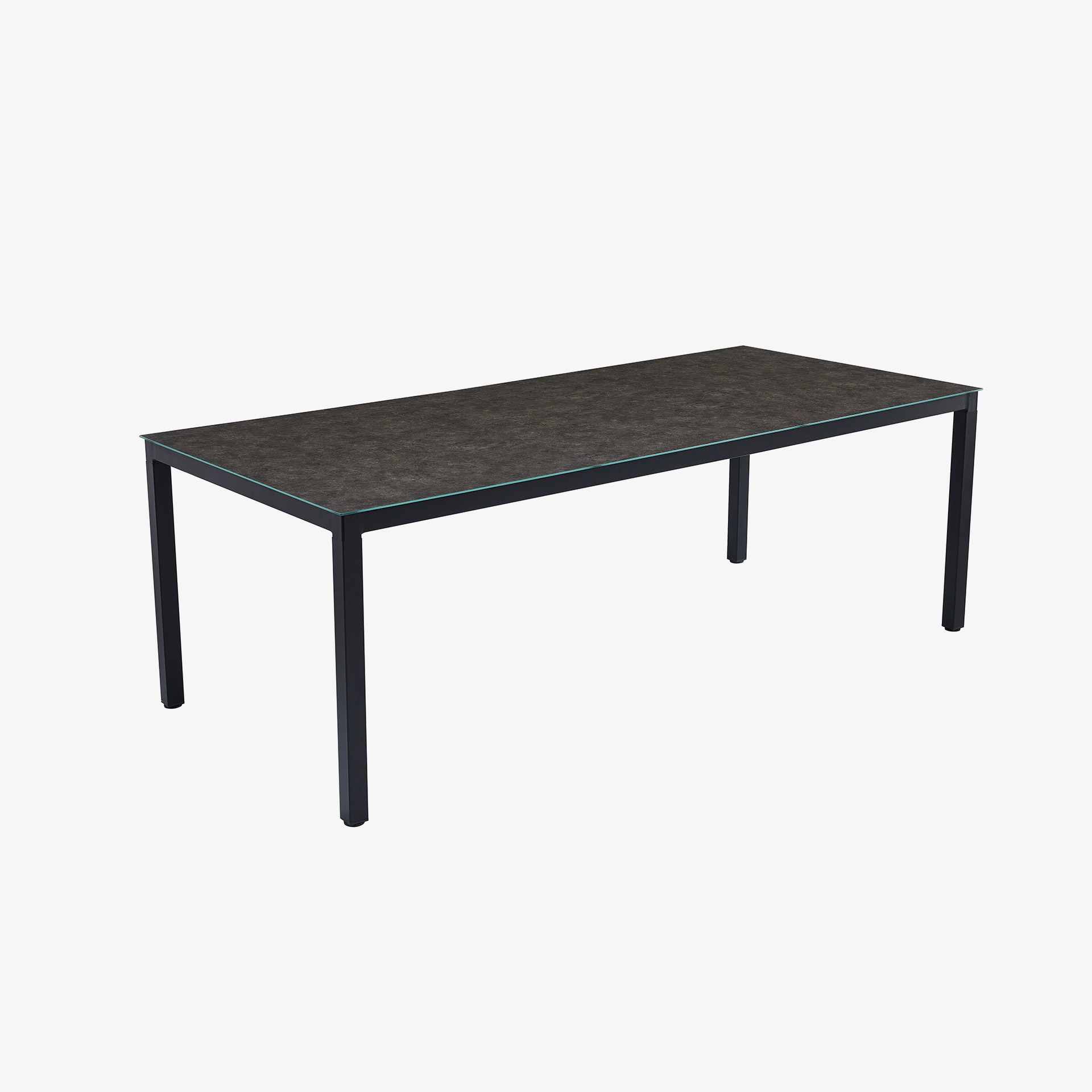 Mesa de comedor de jard&iacute;n de cristal negra Brillia 180x90x75cm