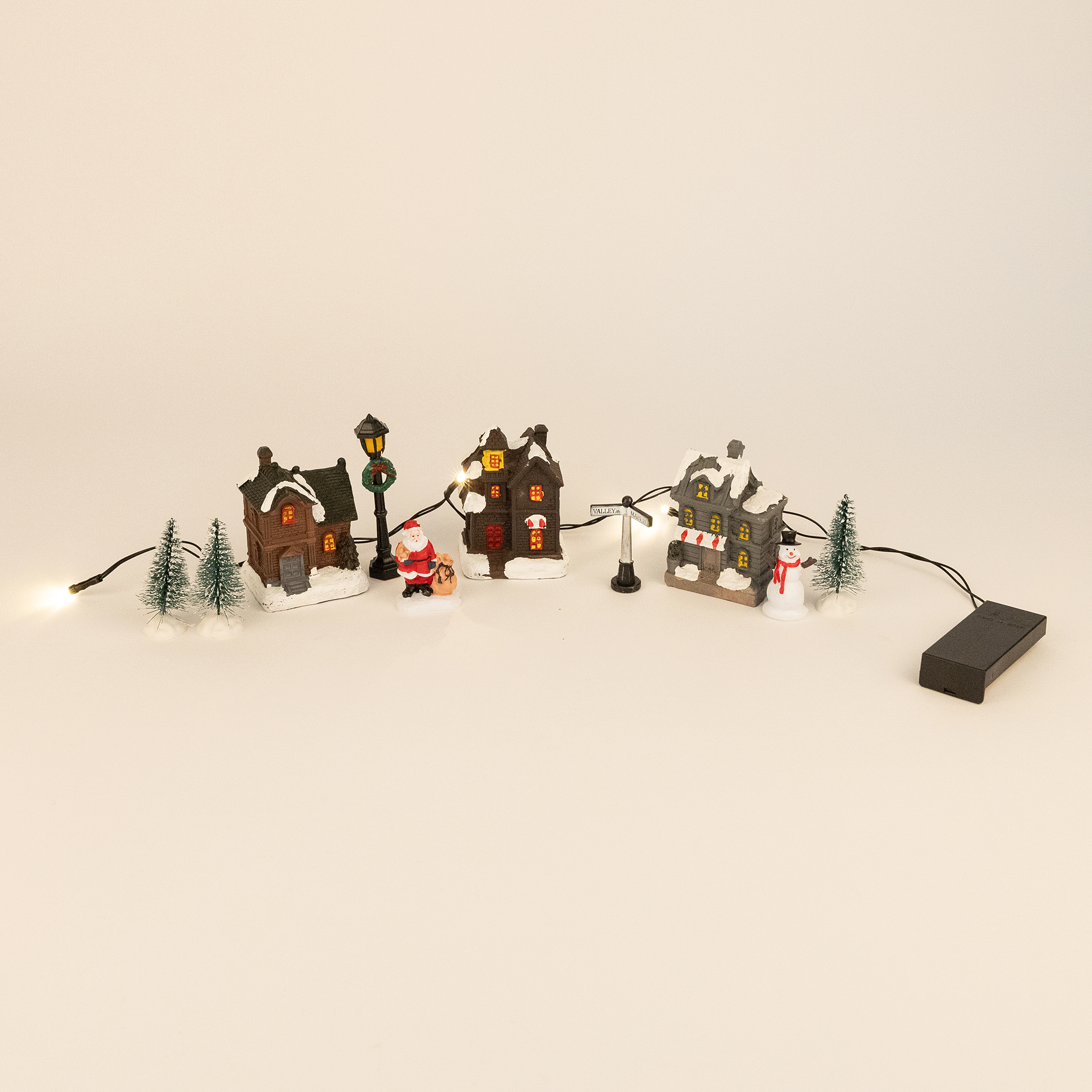 Figura decorativa LED de 10 piezas Pueblo nevado