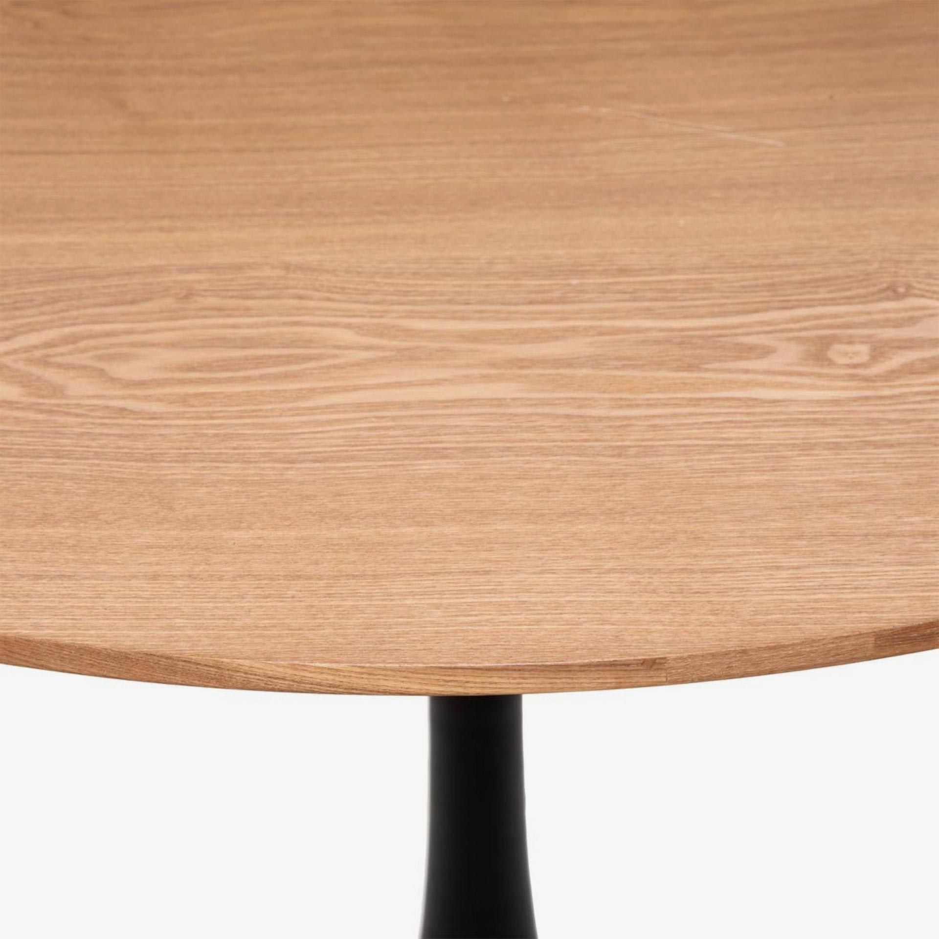 Mesa de comedor negra de madera efecto travertino Joran &Oslash;100cm
