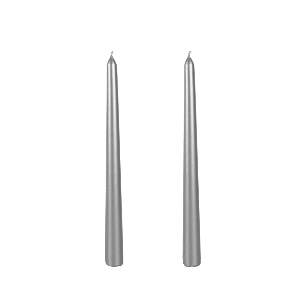 Conjunto de 2 velas para candelabro plata 25cm