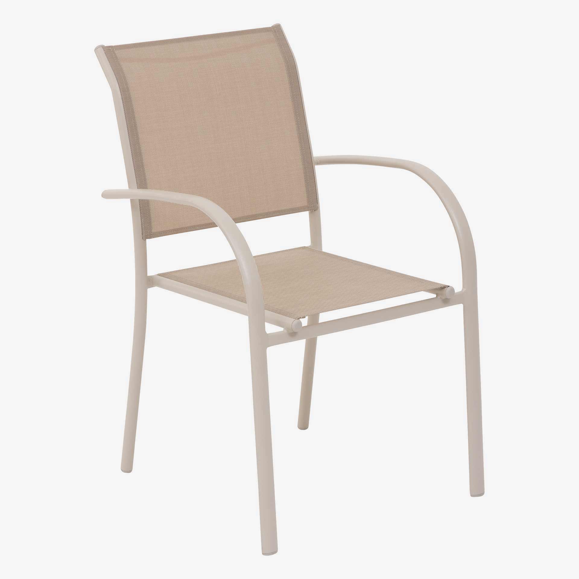 Silla de jard&iacute;n apilable de aluminio crema Piazor 56x65x88cm